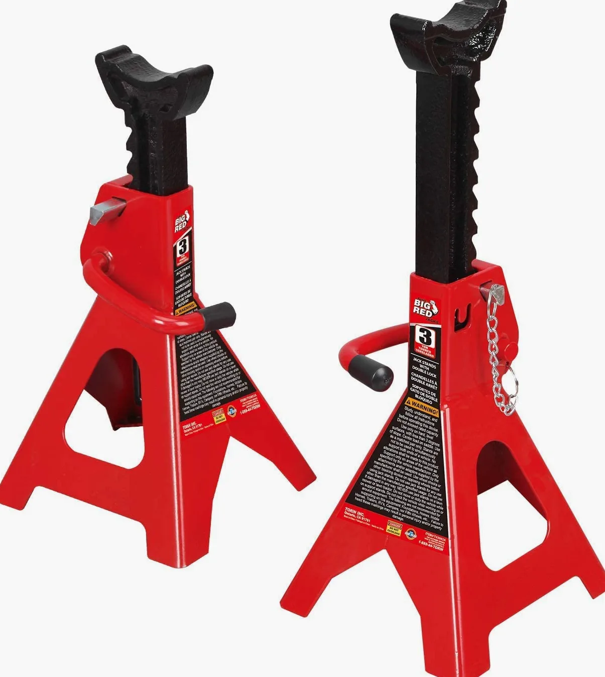 BIG RED TAM43002A Torin Steel Jack Stands: Doble Bloqueo, Capacidad de 3 toneladas (6 Libras), Rojo, 1 par