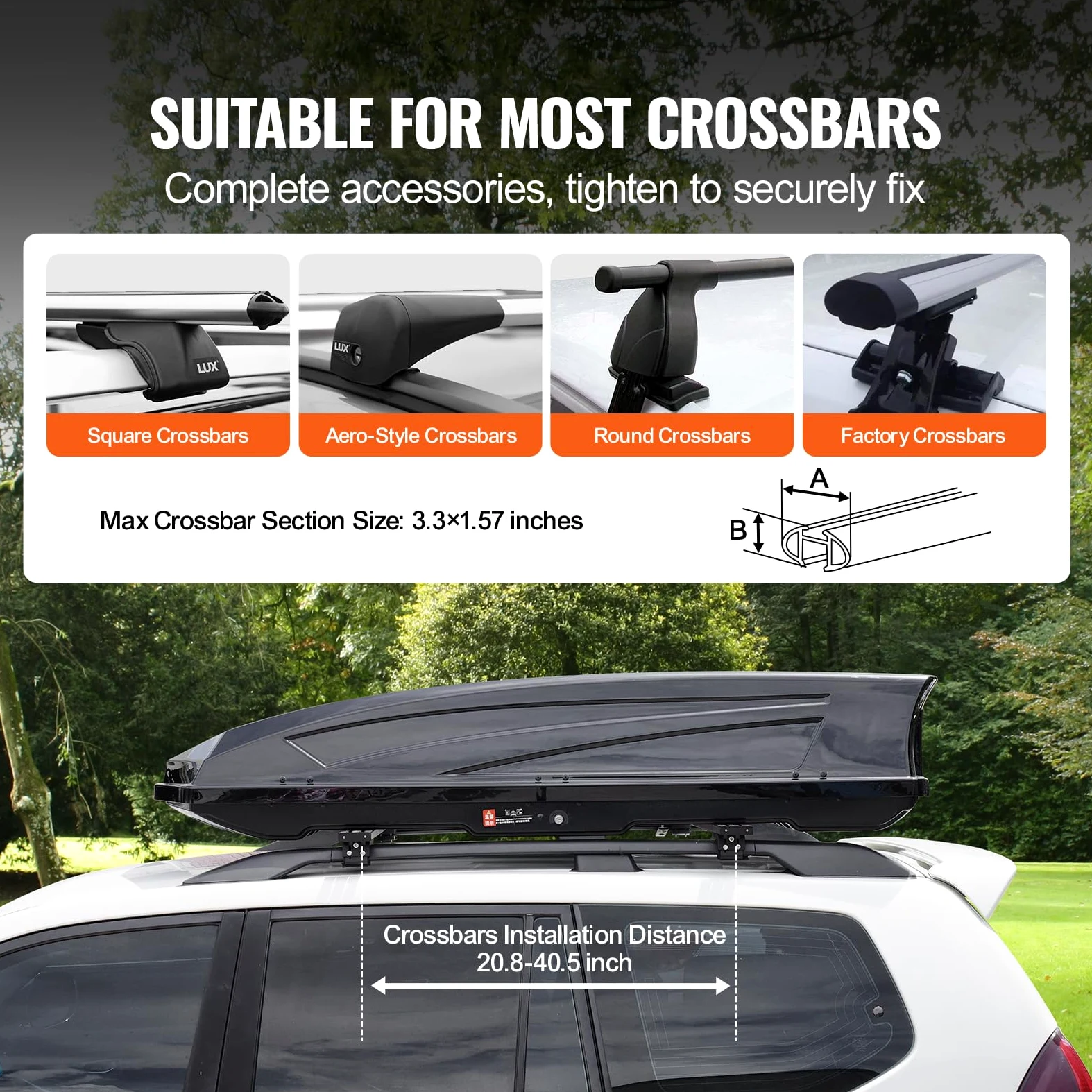 VEVOR Cofre de Techo 562 L Portaequipajes de Techo Rígido de ABS con Apertura de Doble Cara 2 Correas Reforzadas Aerodinámico Maletero Techo Coche para la Mayoría de Travesaños, Coche, SUV, Negro