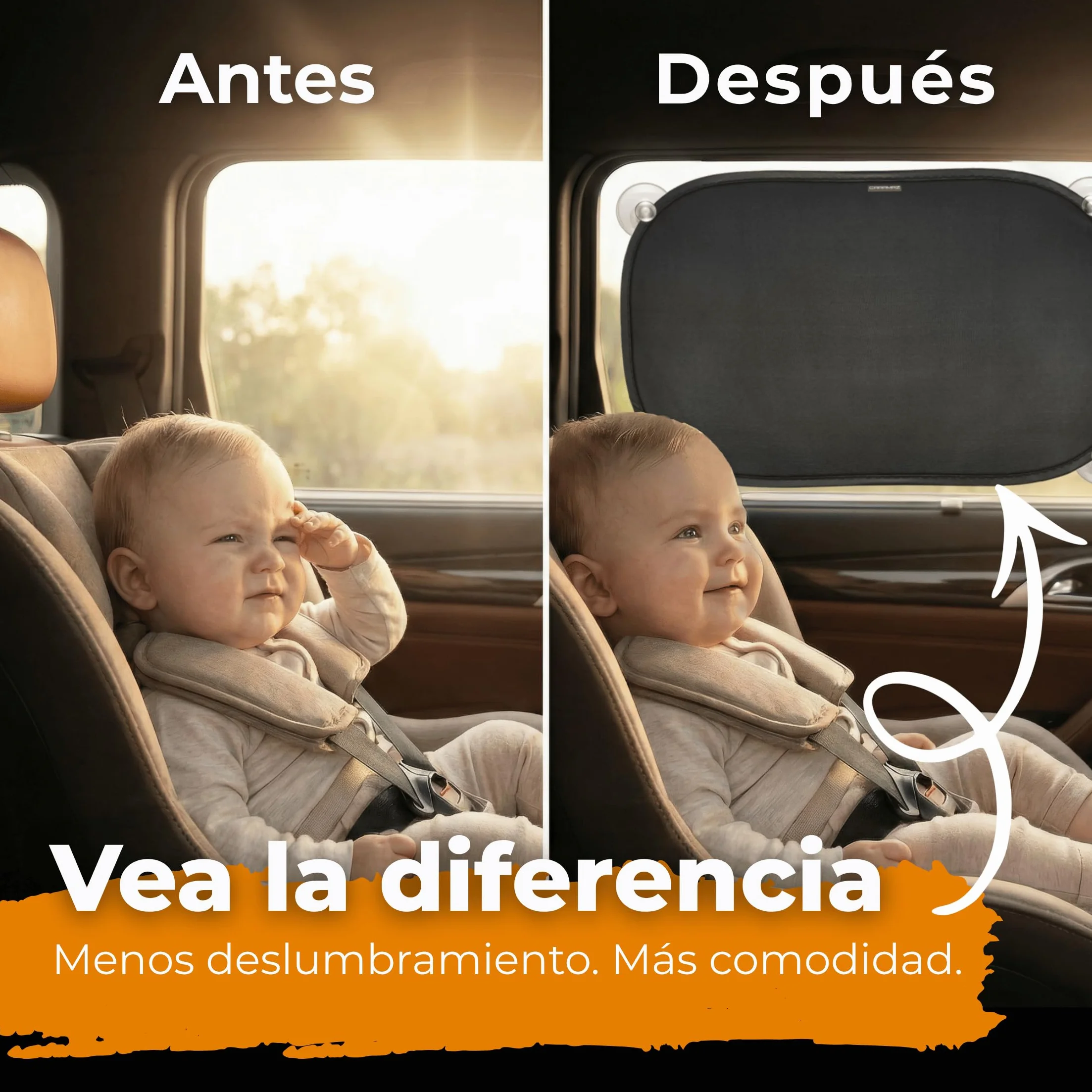 Parasol Coche Protección UV Certificada Óptima Oscuridad Autoadhesivo 51x31 cm Negro para Bebés y Mascotas