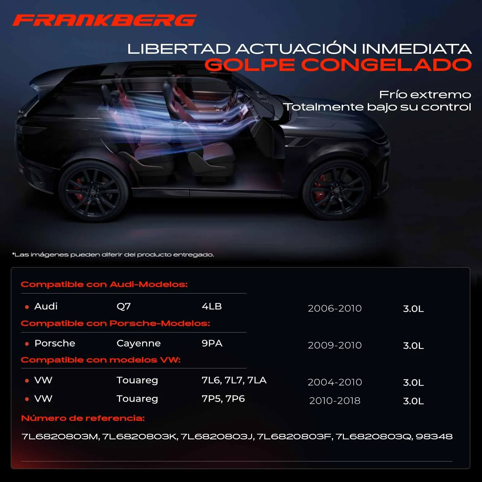 Frankberg Compresor de aire acondicionado con embrague, diésel 7L6820803J | Compatible con: C.a.y.e.n.n.e 9PA, T.o.u.a.r.e.g 7P5 7P6, Q7 4LB, T.o.u.a.r.e.g 7L6 7L7 7LA