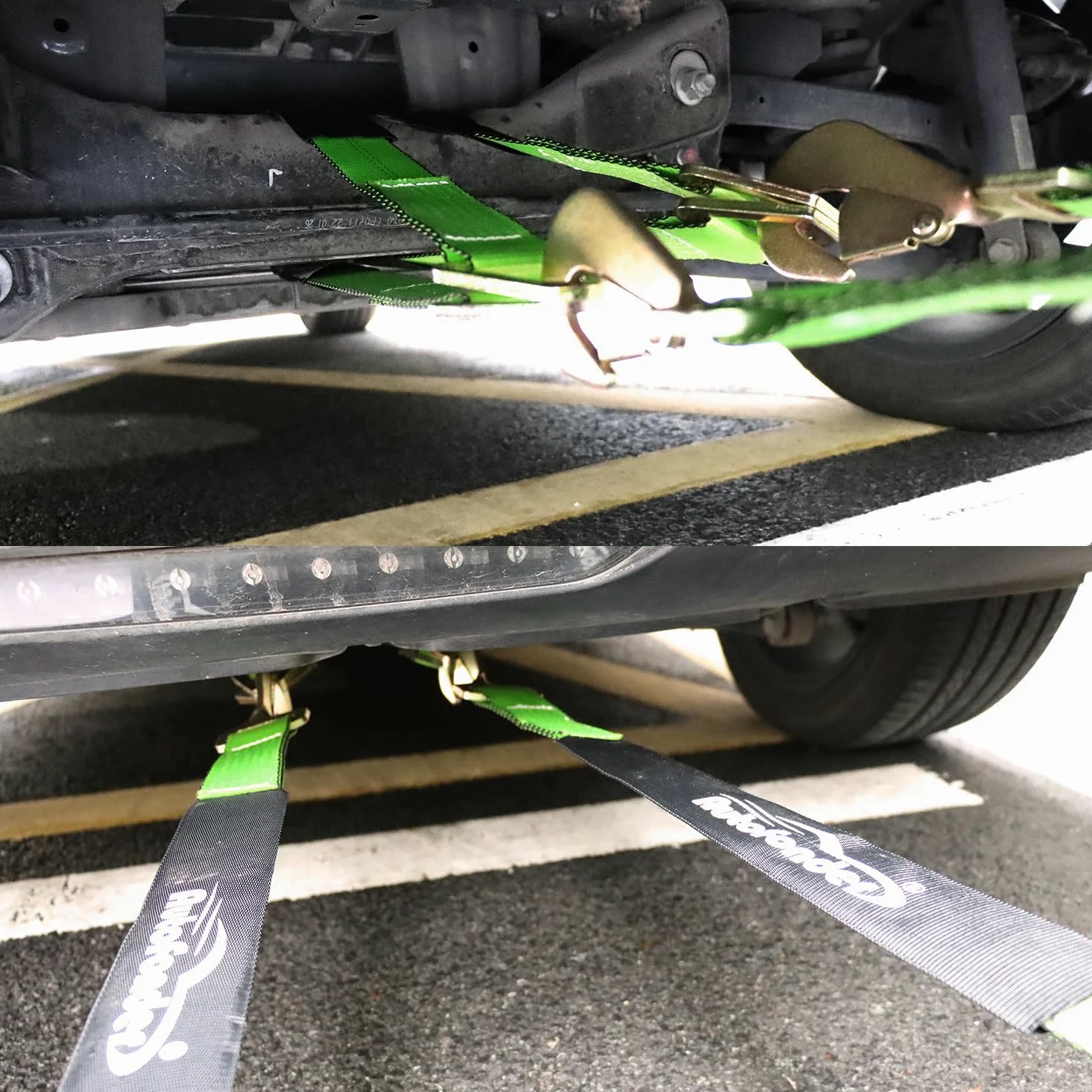 Correa de Brida en V de 2 Pulgadas x 4 pies con Ganchos a presión con Funda Cordura y 2 Correas de Eje de 2 x 36 Pulgadas, Anillo en D Medio, para Transporte de automóviles, rollback, Cama