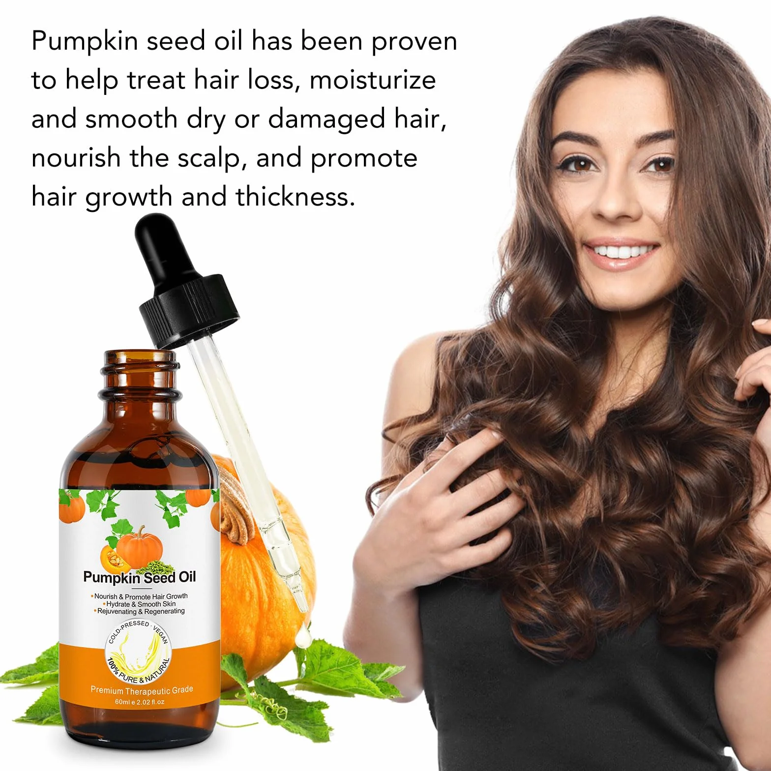Orgánico Aceite de Semillas de Calabaza para el Crecimiento del Cabello - Aceite de Calabaza Sin Refinar para Piel y Cara