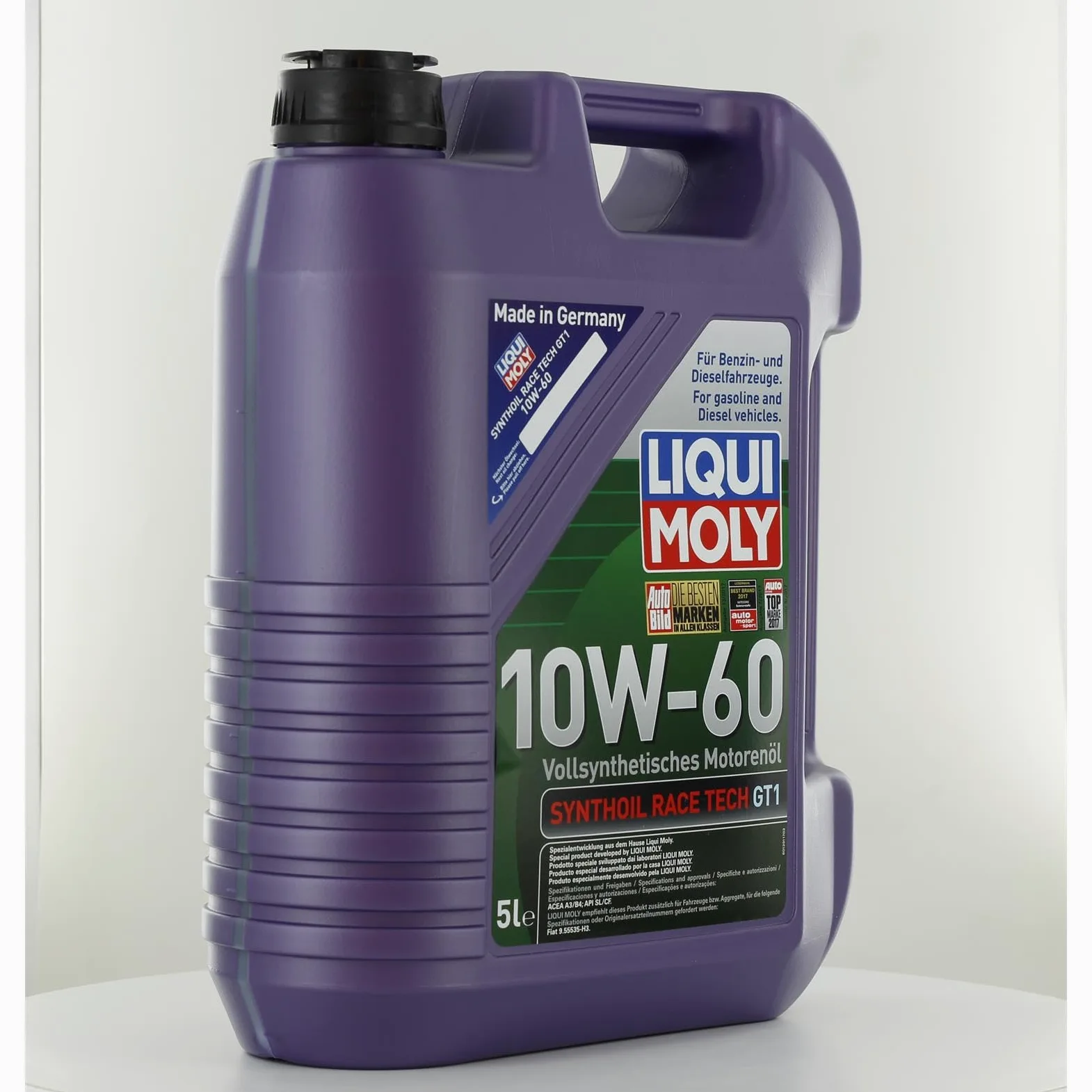 LIQUI MOLY Aceite de motor 10W-60 Synthoil Race Tech Aceite completamente sintético ACEA A3/B4 API SN GT1 5L Compatible con NISSAN Qashqai II J11, J11, RENAULT Megane 3 Grandtour KZ0/1, MITSUBISHI | 1391 / 8909, Synthoil Race Tech GT1 10W-60