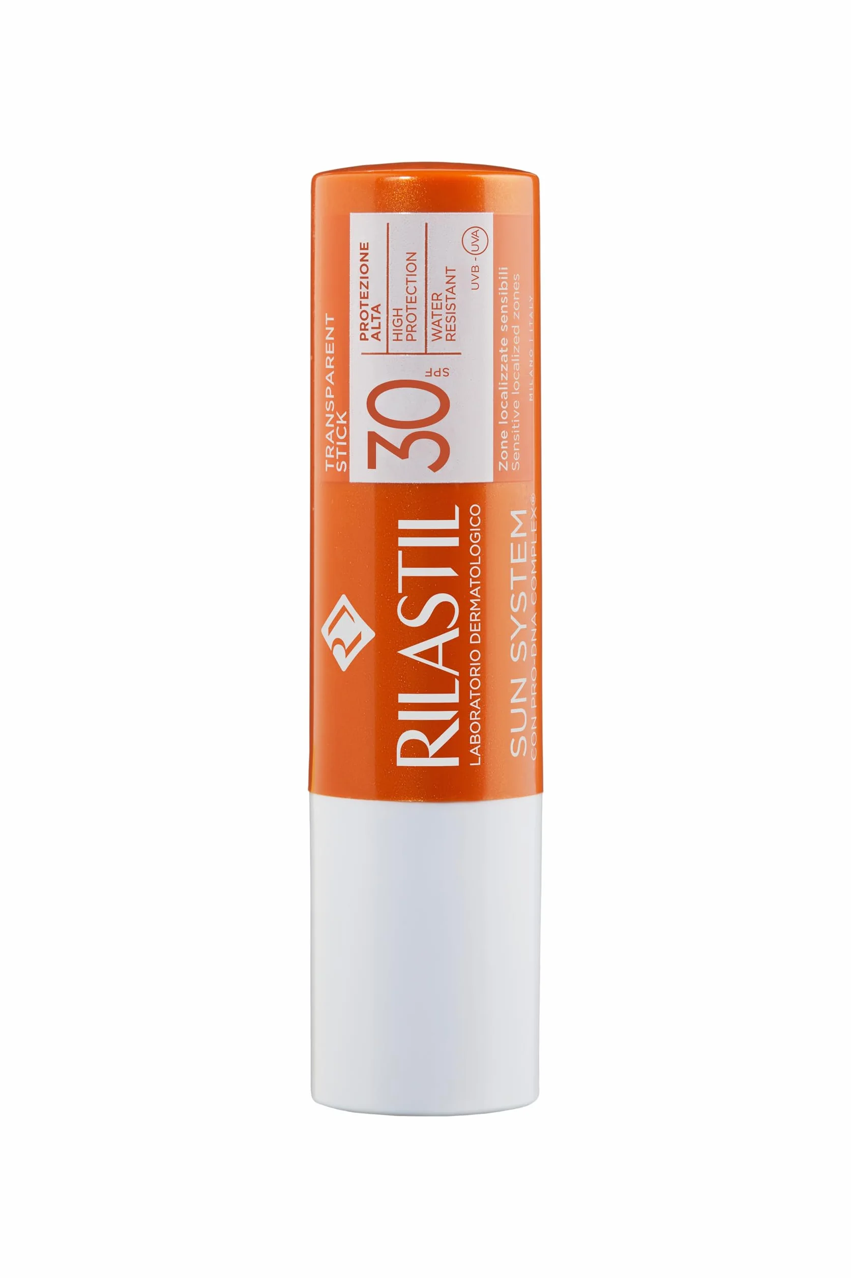 Rilastil Sun System Barra solar transparente SPF 30 alta protección resistente al agua 4 ml