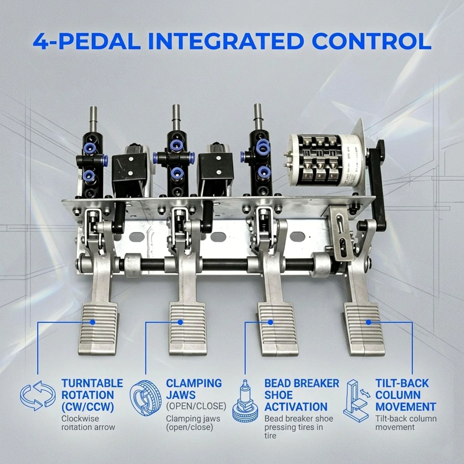 Pedalier Pneumático Universal de 4 Pedales para Desmontadora de Neumáticos de Coche, Válvula de Control de Aire para Destalonador de Ruedas, Pieza de Repuesto para Mecánicos y Garage DIY