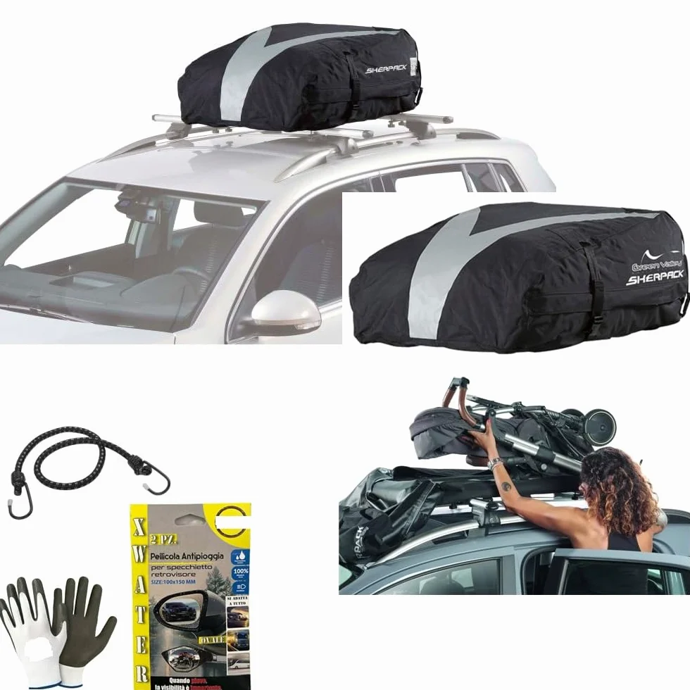 Cofre de techo para barras portaequipajes de 270 litros para coches compatible con UAZ Box coche impermeable baúl resistente fondo de metal Luna 100 x 80 x 26-40 cm