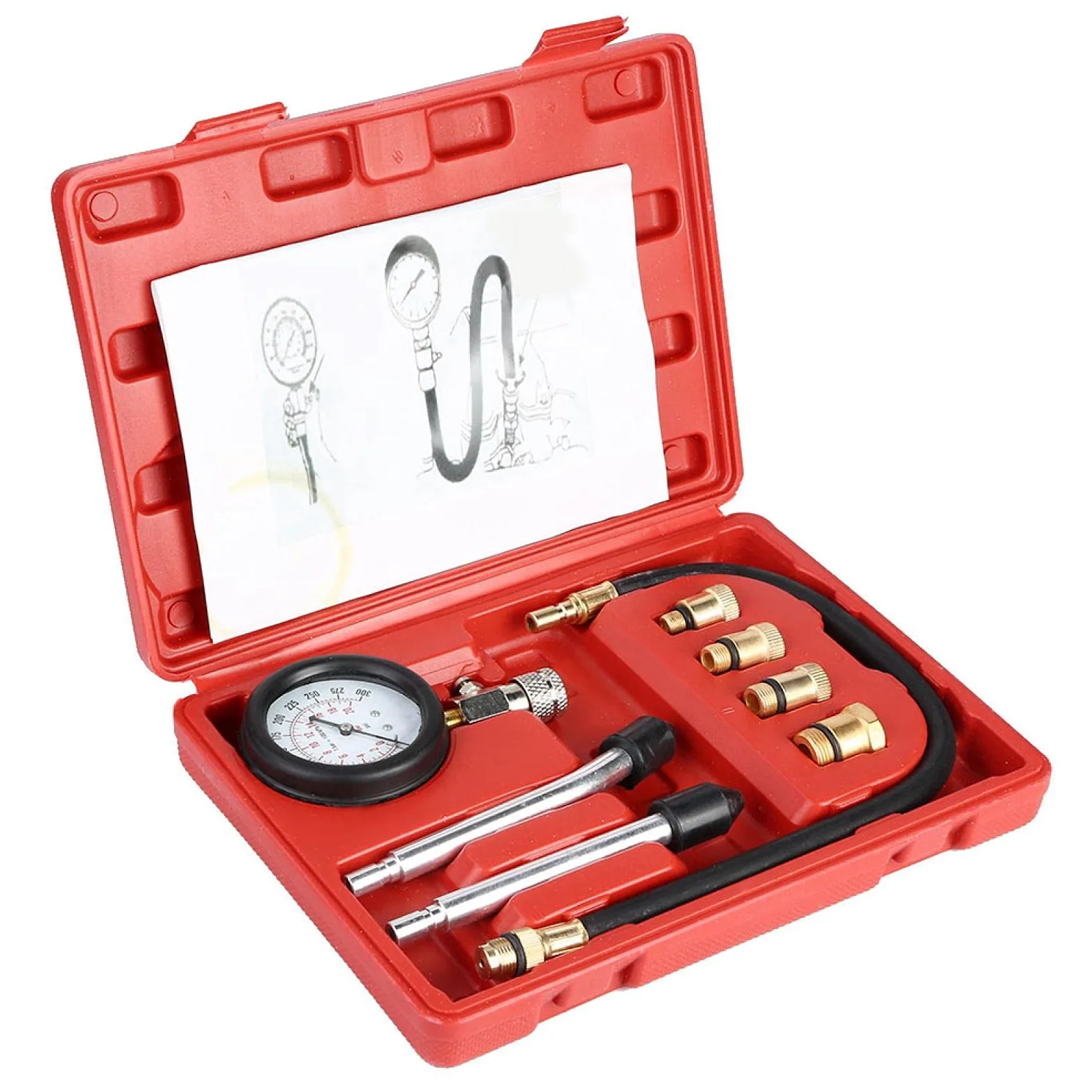 Kit de comprobador de compresión de motor, kit de prueba de presión de combustible, kit de medidor de comprobador de compresión de motor de gasolina, kit de prueba automotriz de cilindros de motor d