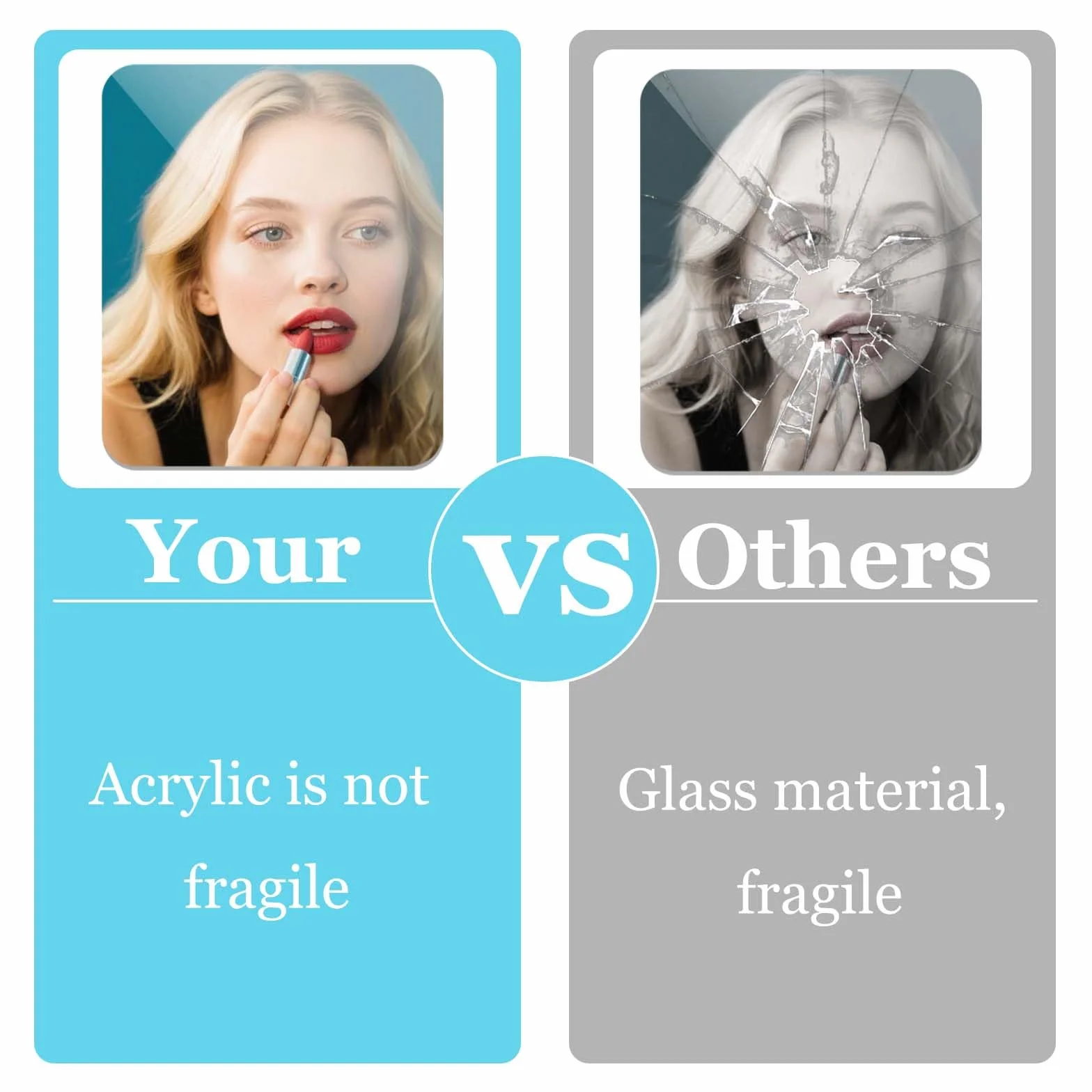 Espejos pequeños para pegar espejo de maquillaje adhesivos acrílicos decoración móvil 6 mini