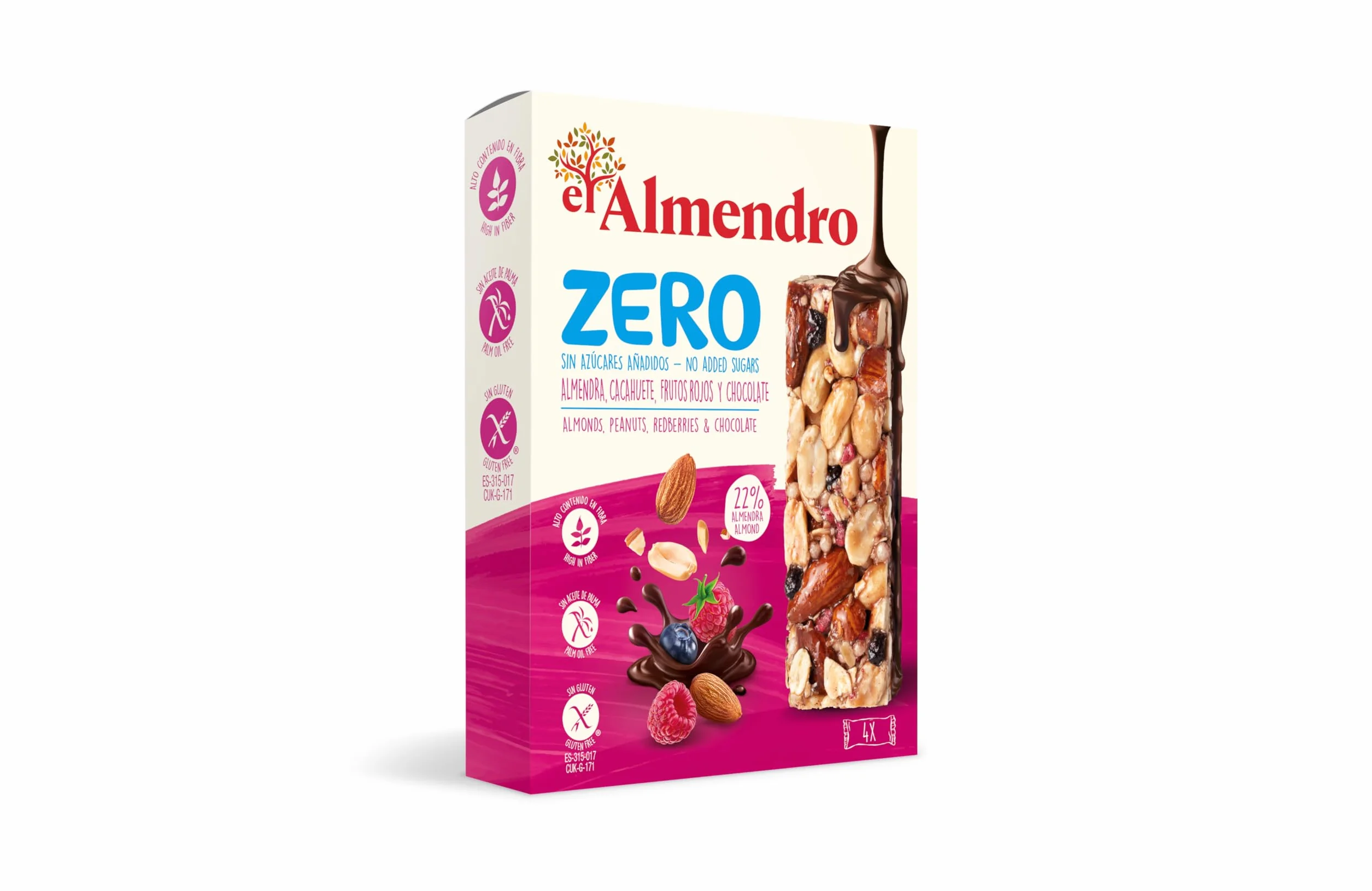 Barritas Zero Frutos Rojos Chocolate Negro 4x30g