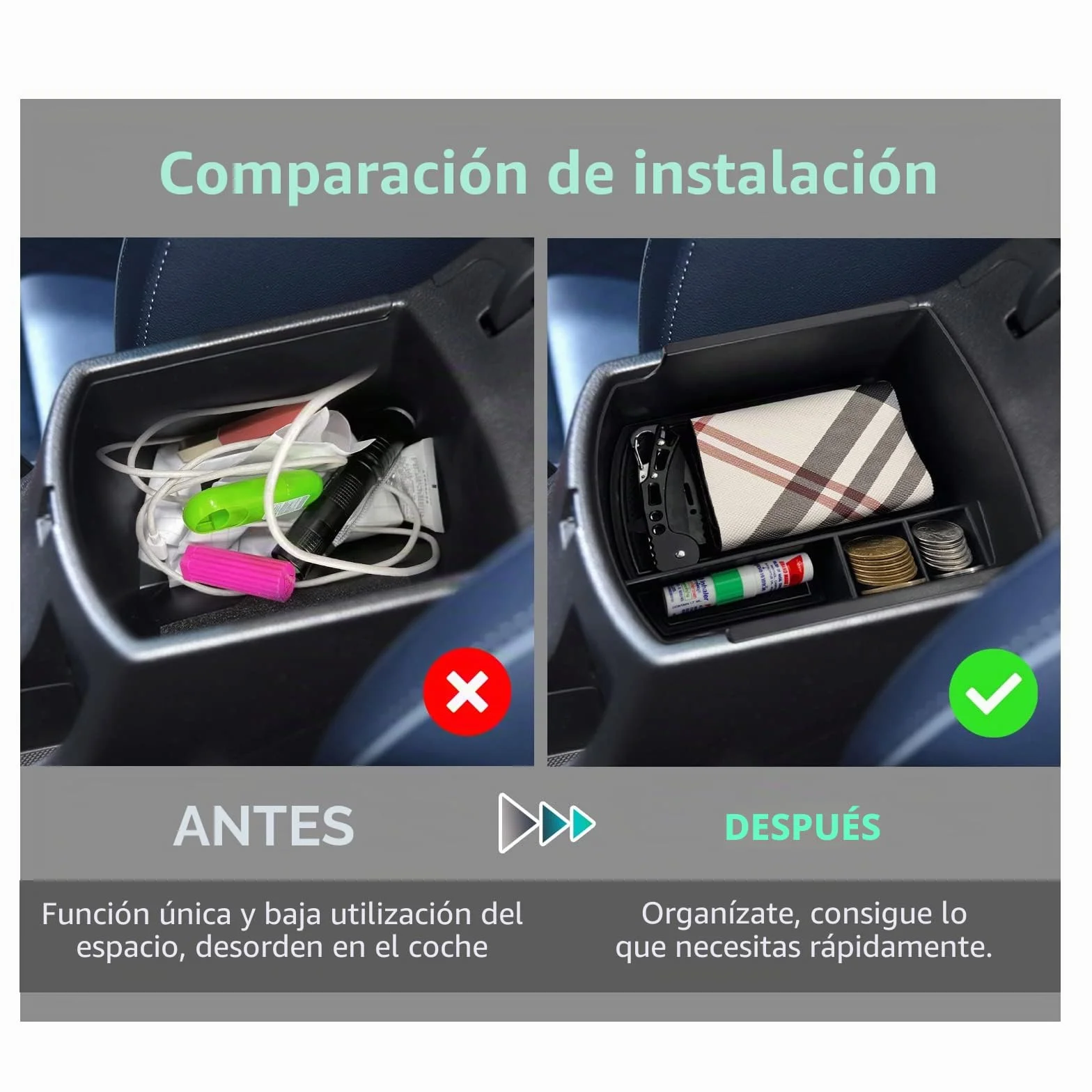GAFAT 2017-2024 2025 Hyunda-i i30/i30 N/N Line/Fastback Caja de Almacenamiento para Consola Central, Reposabrazos Organizador Bandeja Guantera, Compatible con Hyundai i30 [No para Freno Electrónico]
