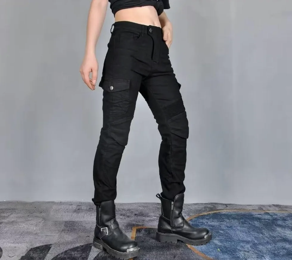 Mujer Moto Jeans Motocicleta Pantalones con Almohadilla Protectora