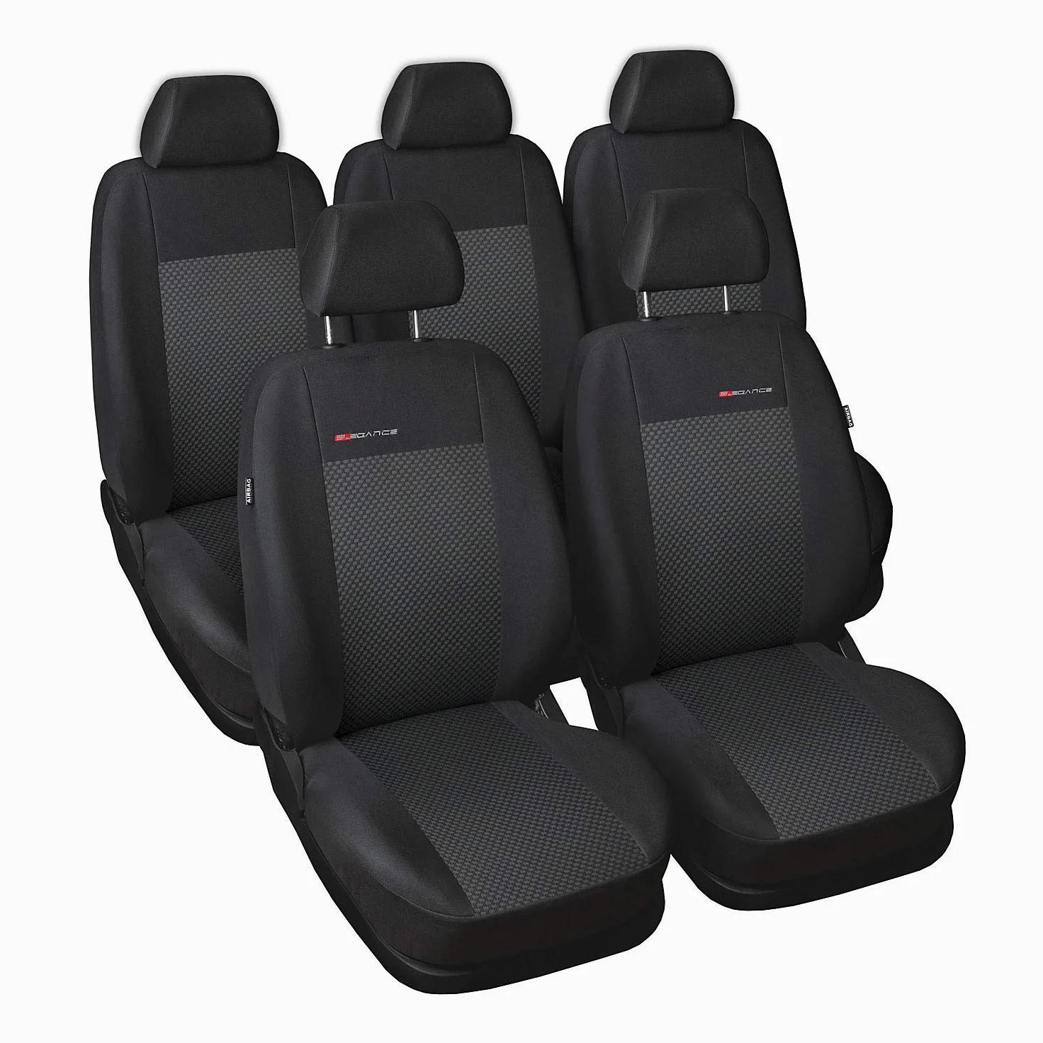 Fundas de Asiento de automóvil a Medida Fundas de Asiento de automóvil Gris de 5 Asientos Juego Completo