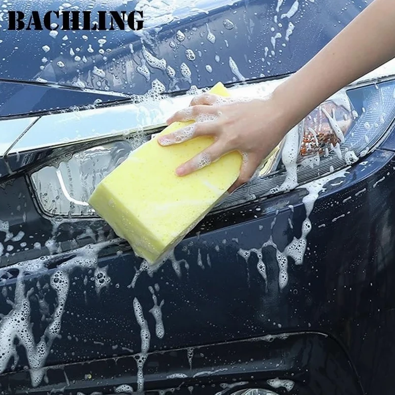 Esponja Suave for Limpieza de Autos, eficaz tecnología de Microfibra, fregador Seguro for Pintar y detallar Superficies de vehículos.(Yellow Large)