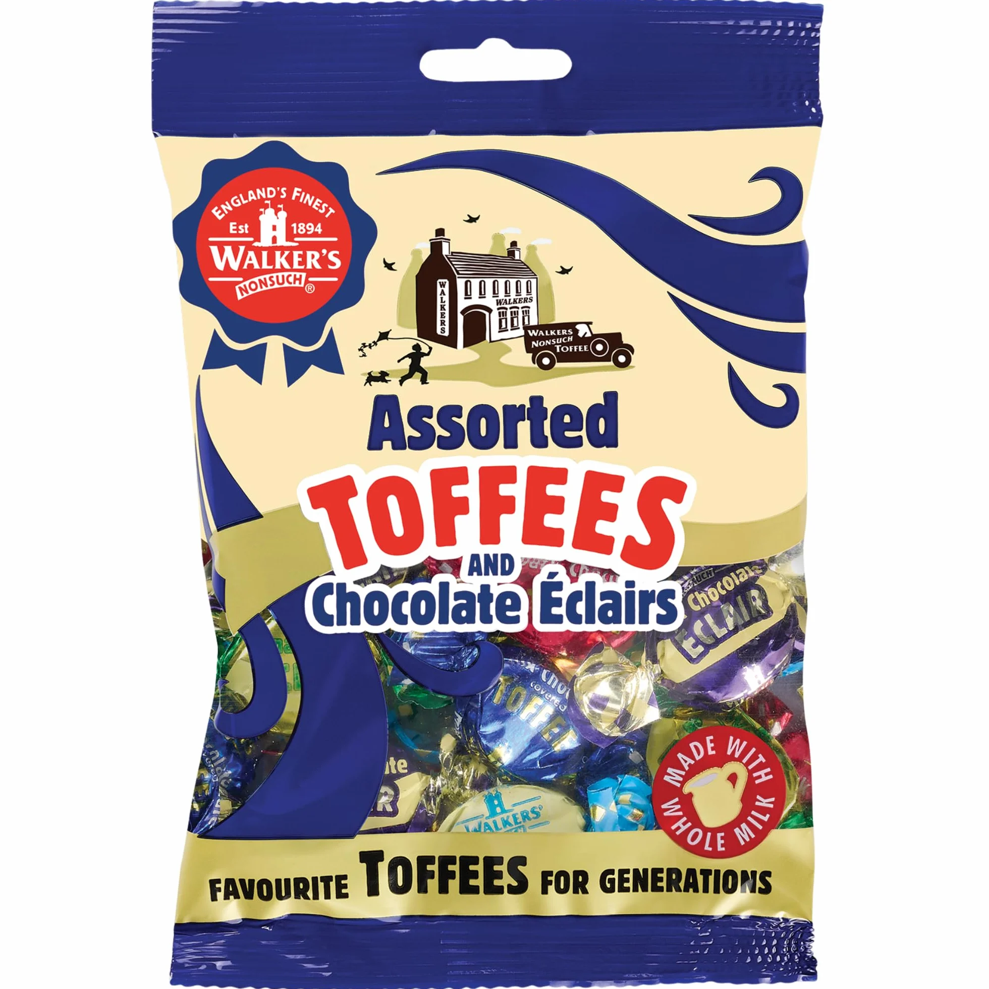 Walkers Assorted Toffees and Chocolate Eclairs Bag 150g