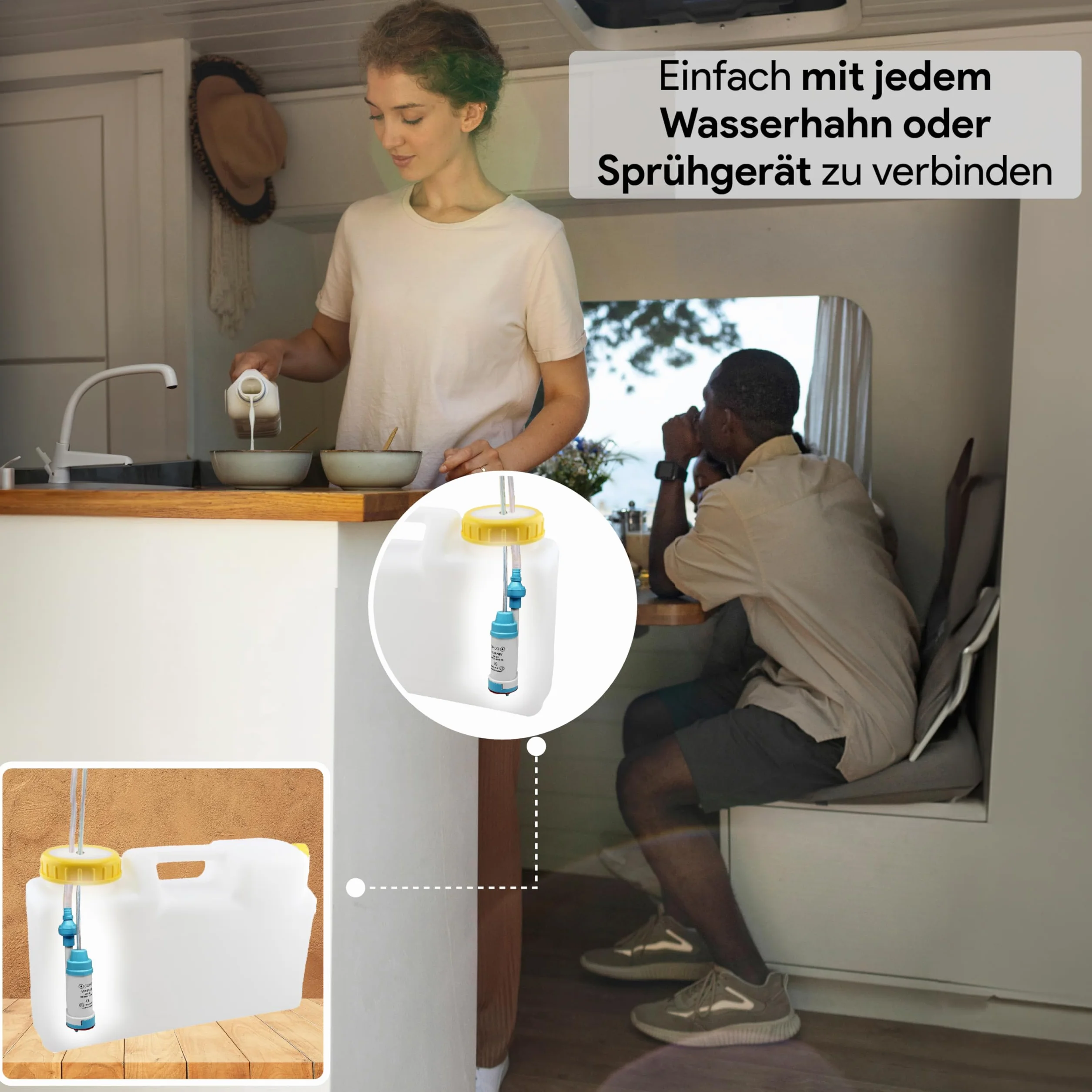 Comet VipPlus - Bomba de agua con válvula antirretorno (fija) + filtro con set de libro electrónico para camping, para autocaravanas, caravanas - bomba sumergible de 12 V
