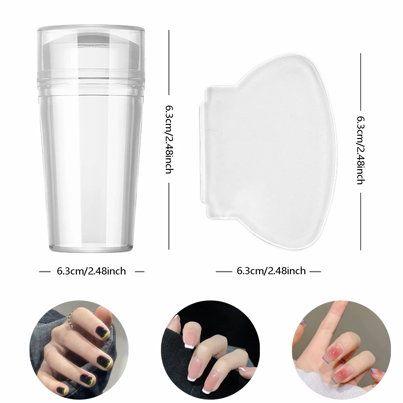 Nail Art Stamper with Scraper, Silicone Heads Nail Stamping Tool for French Smile Line Manicure