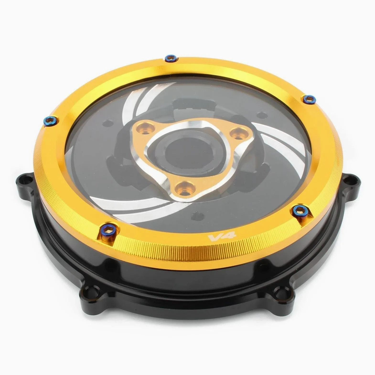 Accesorios Motocicletas Protector De Retén Muelle para Tapa Embrague, Motor Competición, para Ducati para Panigale V4 2018-2023, Kit Placa Presión(Black Yellow)