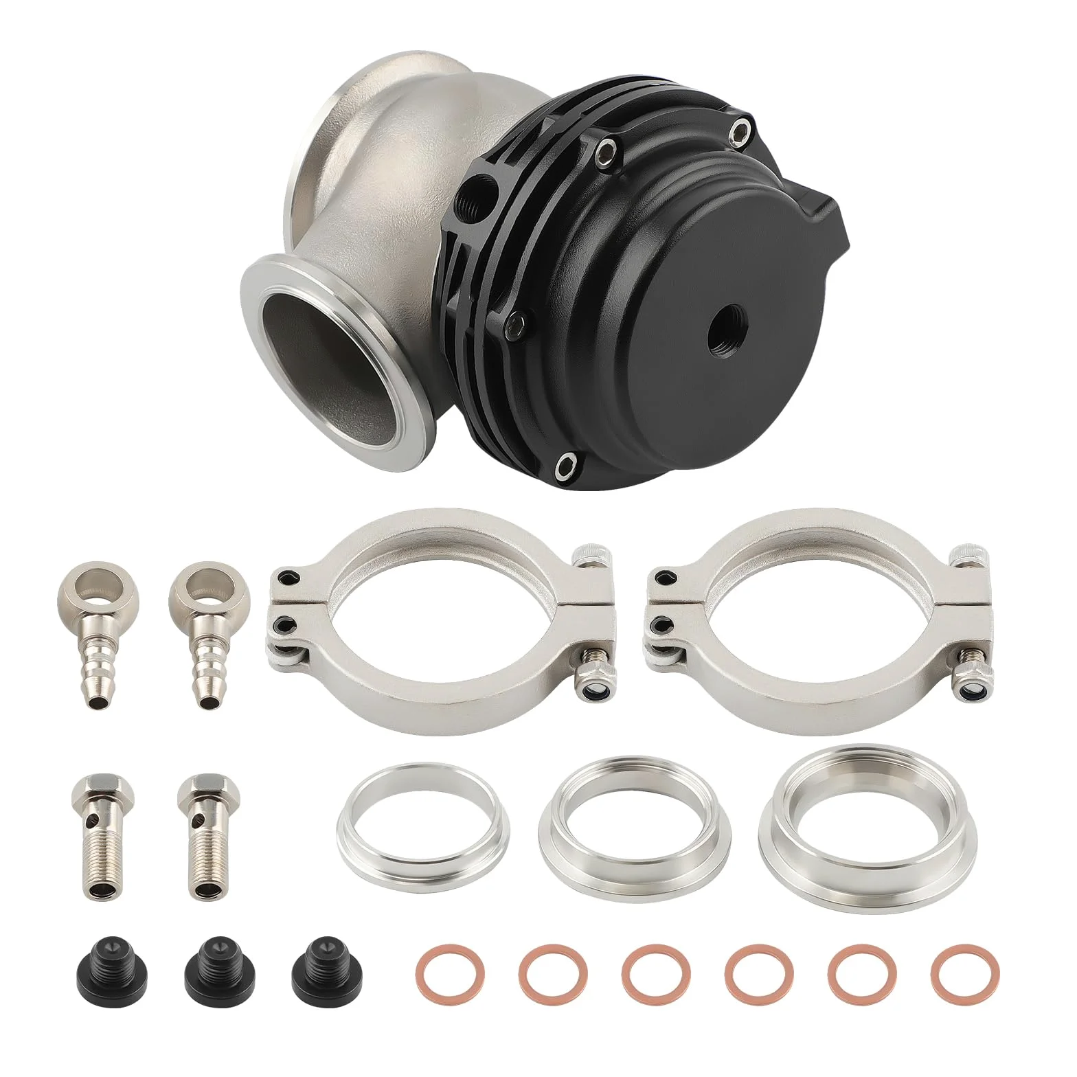 maXpeedingrods Válvula de descarga turbo universal de 38 mm Válvula de descarga Válvula universal con resorte de banda en V 8 PSI/22 PSI