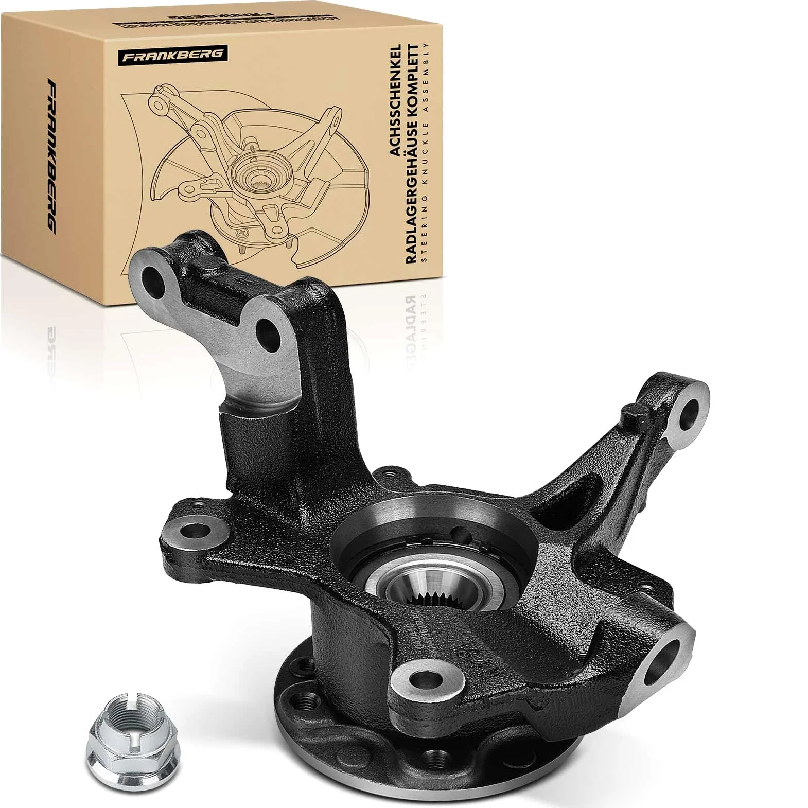 Frankberg Caja de cojinete de rueda completa Eje delantero derecho Compatible con Mégane III Coupé DZ0/1 Scénic III JZ0/1 400147163R