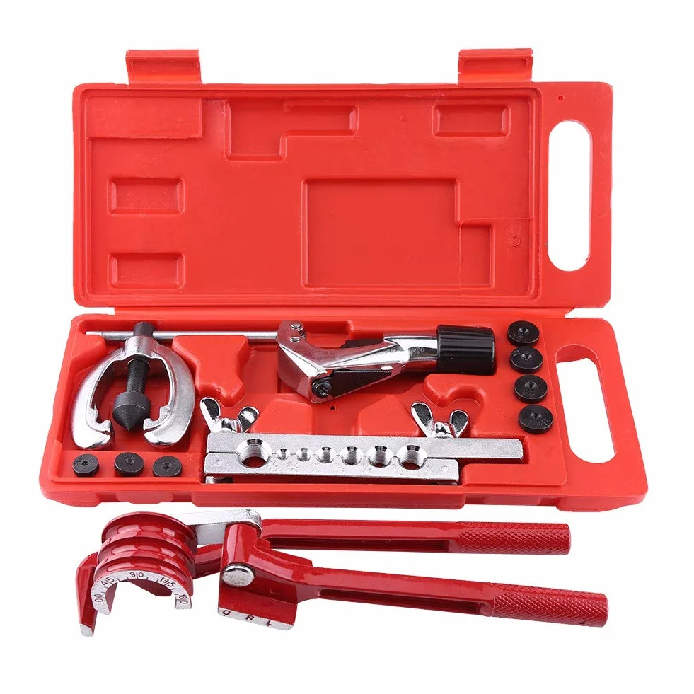 Kit de Abocardado de Tubos de 11 Piezas, Abocardador de Reparación de Tubos de Combustible de Frenos con Juego de Herramientas para Doblar Cortadores, Línea Automotriz con