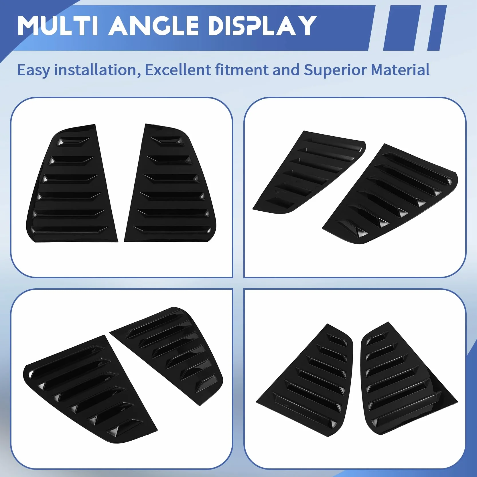 Persianas de Ventana Lateral Trasera de Coche, para Golf 7 R 7 7,5 2013-2020 Persianas de Ventana de Estilo de Carreras Cubierta de VentilacióN de Aire Negro