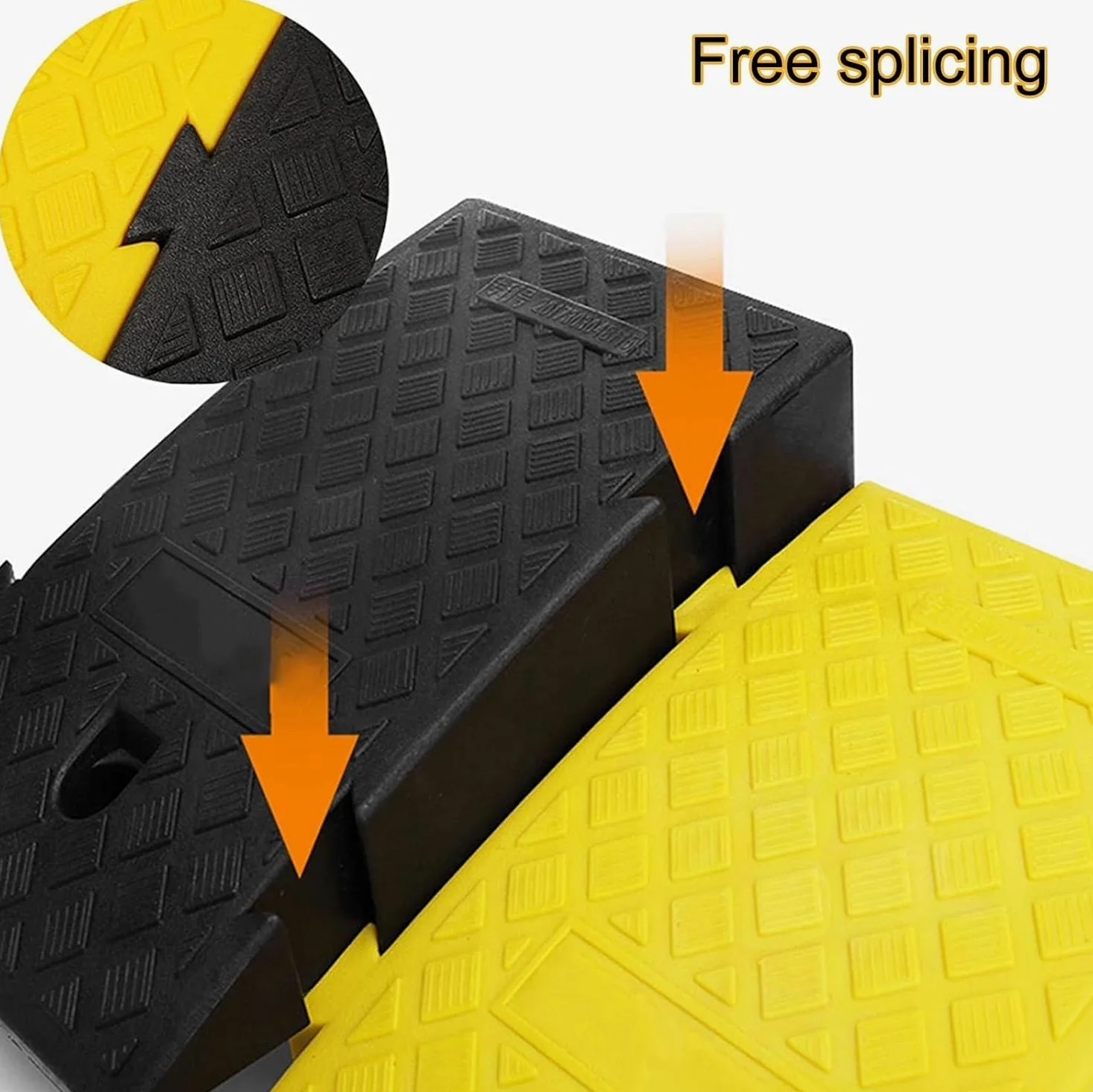 Rampa Antideslizante para bordillos. Rampas de plástico for bordillos, Alfombrillas portátiles entrelazadas for sillas de Ruedas y vehículos(Giallo,25x40x16cm)