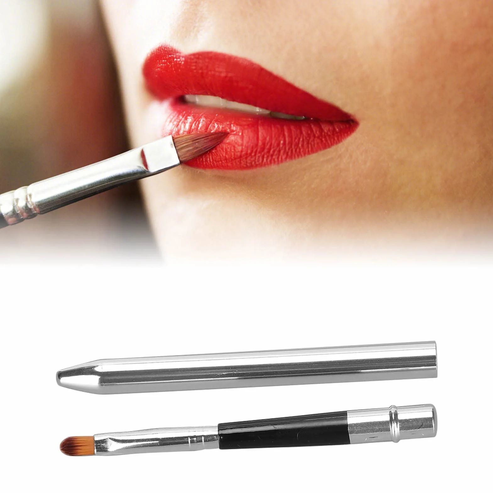 Pincel para Labios 2 Uds. Pinceles Corrector Retráctil Ergonómico Cepillo Labial Tubo Aluminio