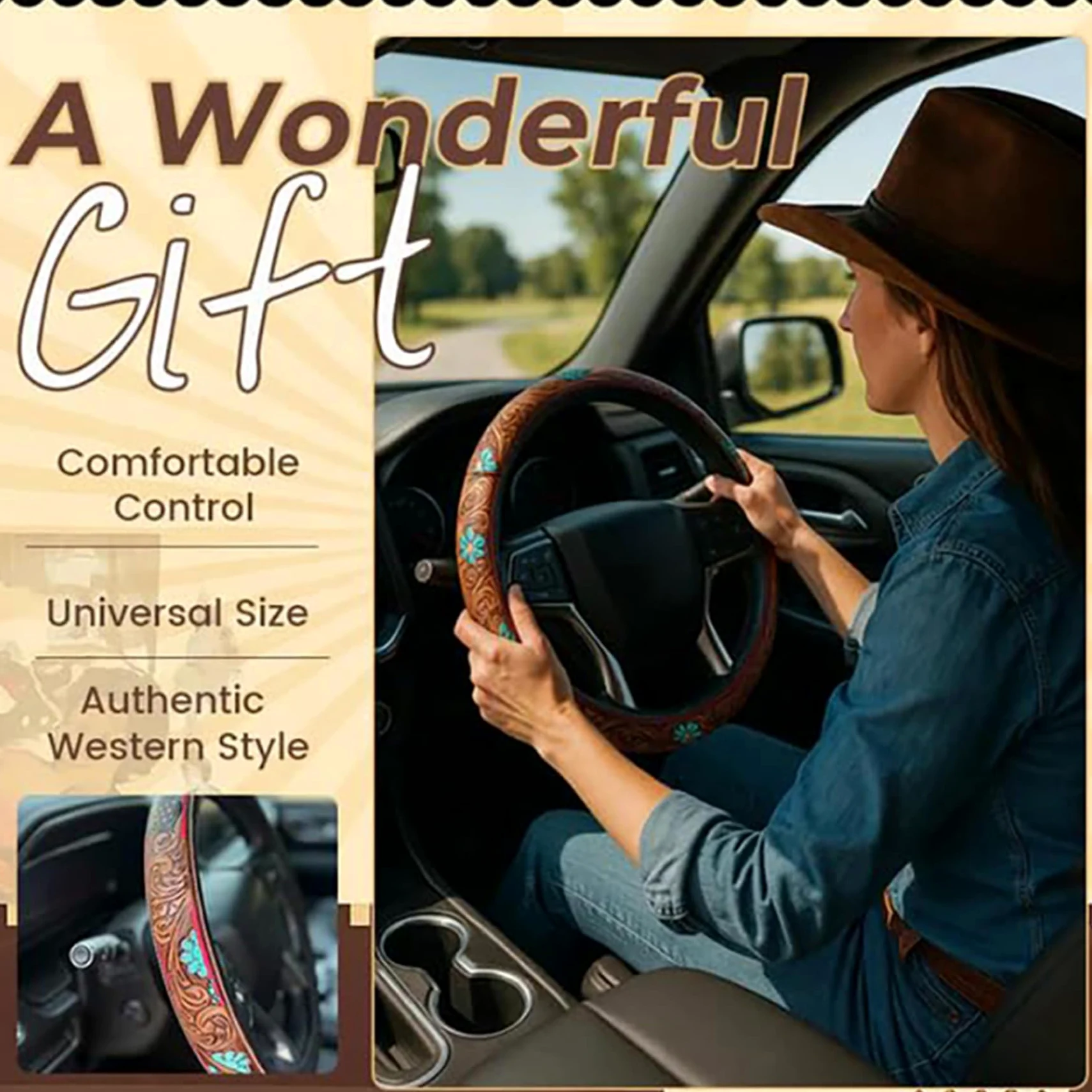 1 funda para volante de cuero, 15 fundas antideslizantes de cuero para volante, agarre transpirable de PU para una conducción segura y cómoda, estilo 1.