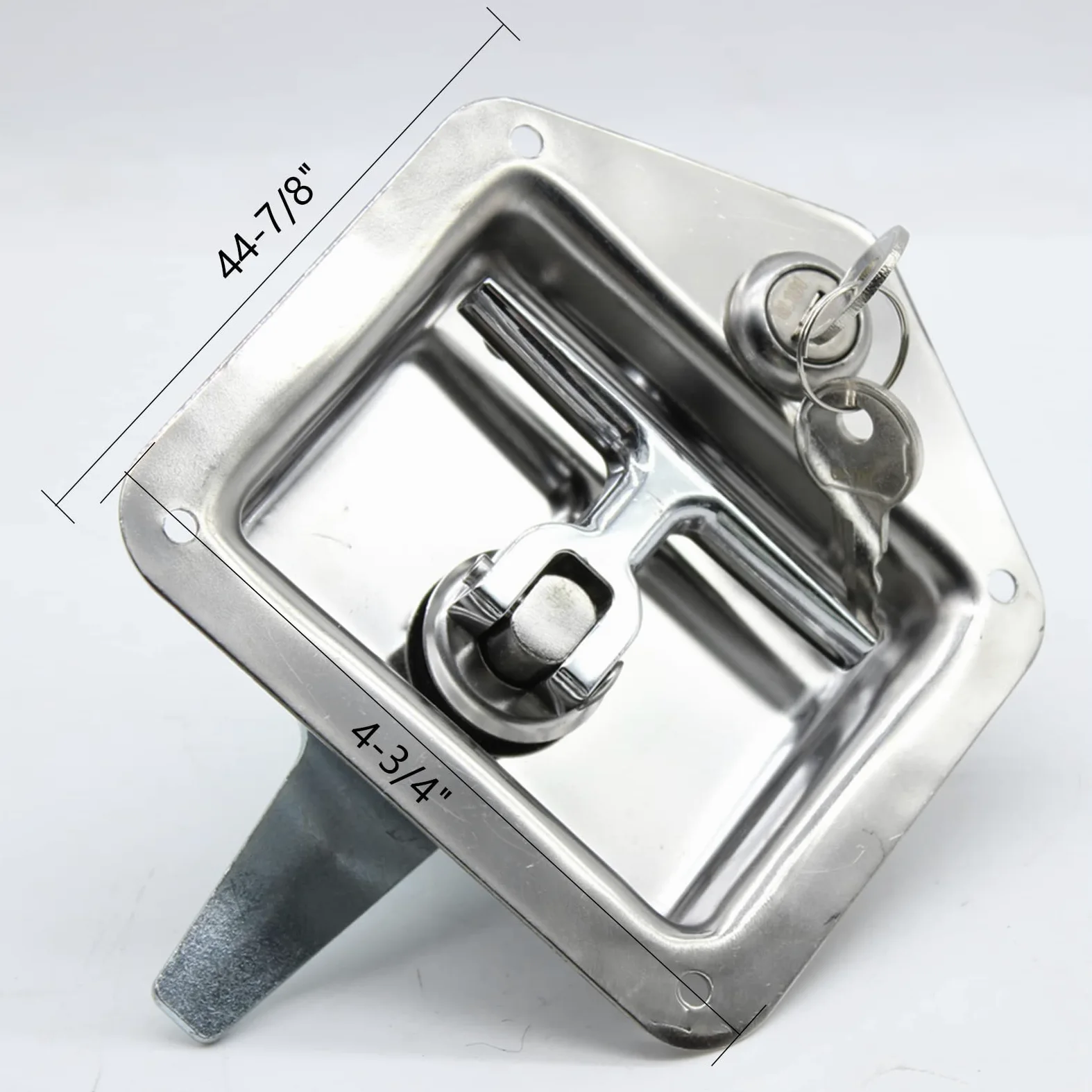 4 Unidades T manija caja de herramientas cerradura, acero inoxidable plegable en forma de T herramientas de bloqueo con 2 llaves para camión remolque caja de herramientas