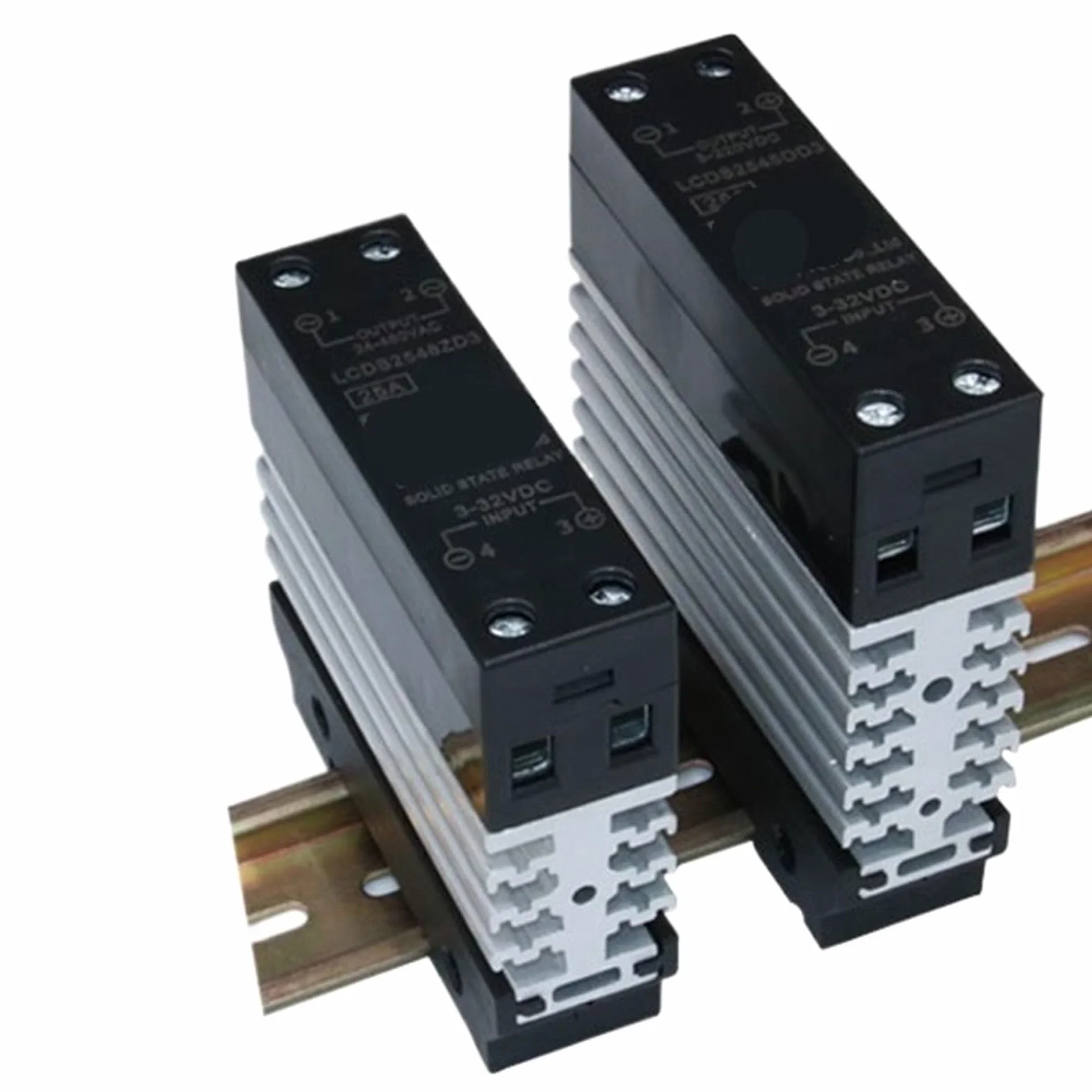 1 Uds 10A 25A 40A 50A 60A 80A relé monofásico SSR de estado sólido con disipador de calor relé Industrial montaje en Riel DIN(DC - AC,60A)