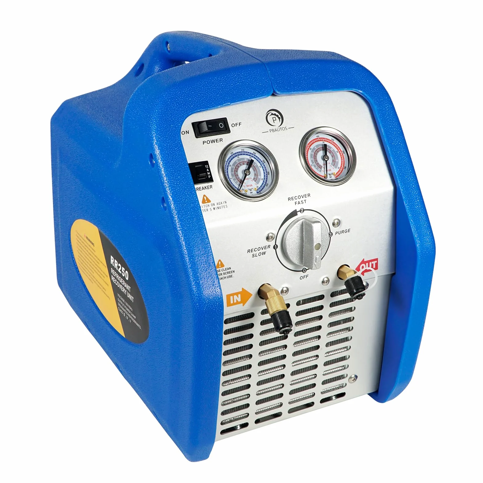 Máquina de recuperación de refrigerante de un solo cilindro de 3/4 HP, unidad de reciclaje de freón portátil de 110 V 60 Hz para refrigerante líquido y de vapor, para sistema de aire