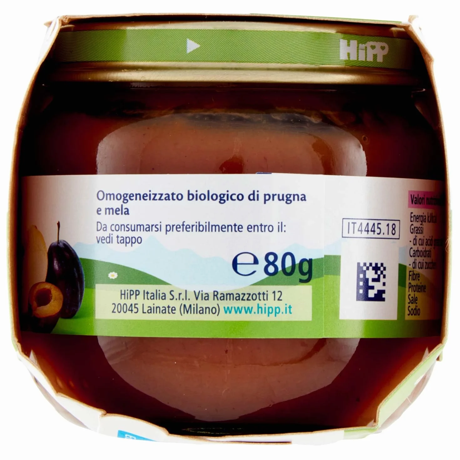 HiPP Omogeneizzato Biologico di Prugna e Mela 4+ Mesi, 2 x 80g