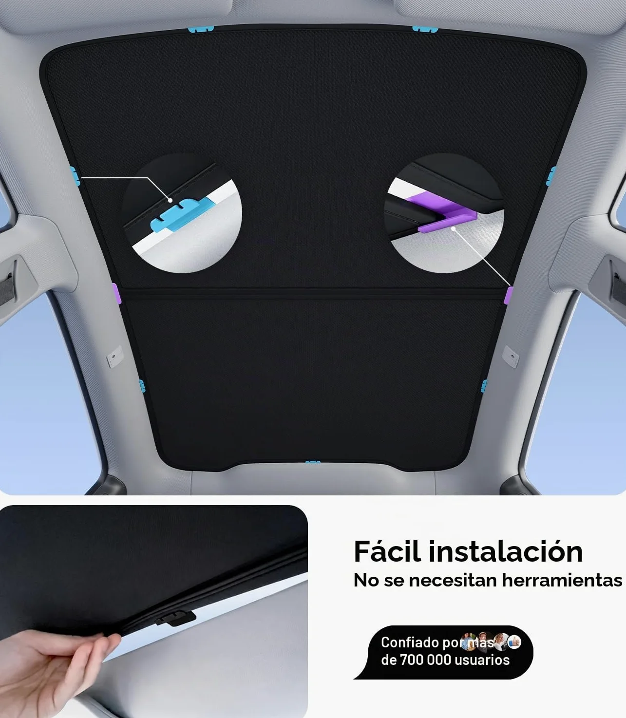Wigoo Tesla Nuevo Modelo Y Accesorios de Enebro Parasol para el Techo [Nunca Se Caiga, Recubrimientos de Nano Hielo Cristal] Protección Térmica para Techo de Vidrio, Accesorios para el Nuevo Modelo Y