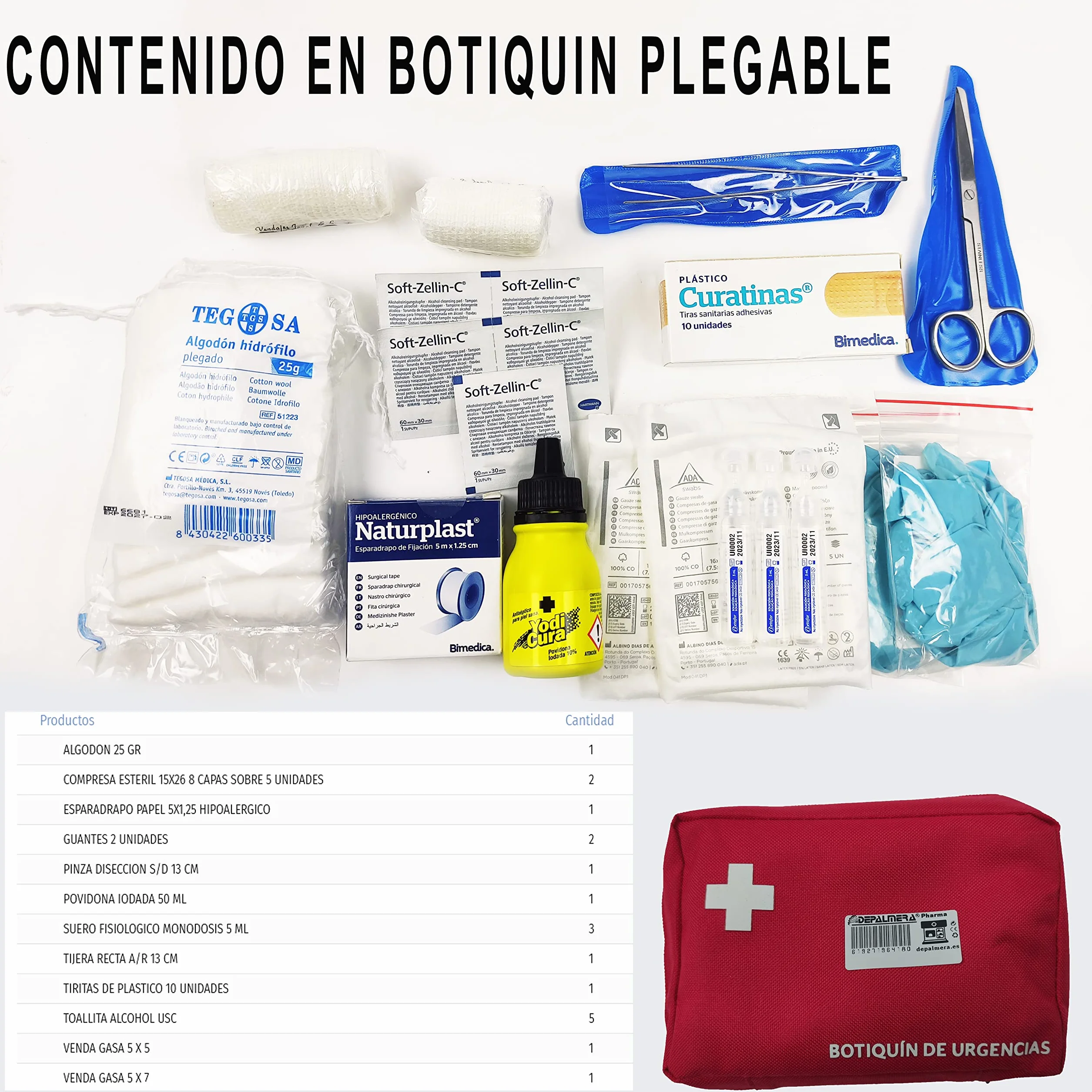 Pharma Botiquín Primeros Auxilios Neceser Extensible Completo Emergencia Homologado Rojo