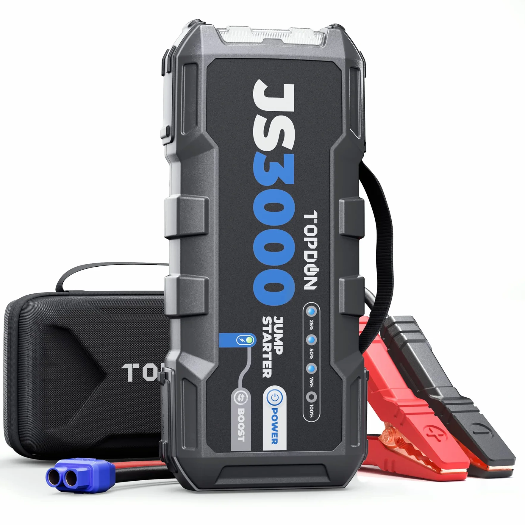 TOPDON JS3000 Arrancador de Baterías de Coche, Portátil para Motores Diésel hasta 9L Gas/7L, 24000mAh