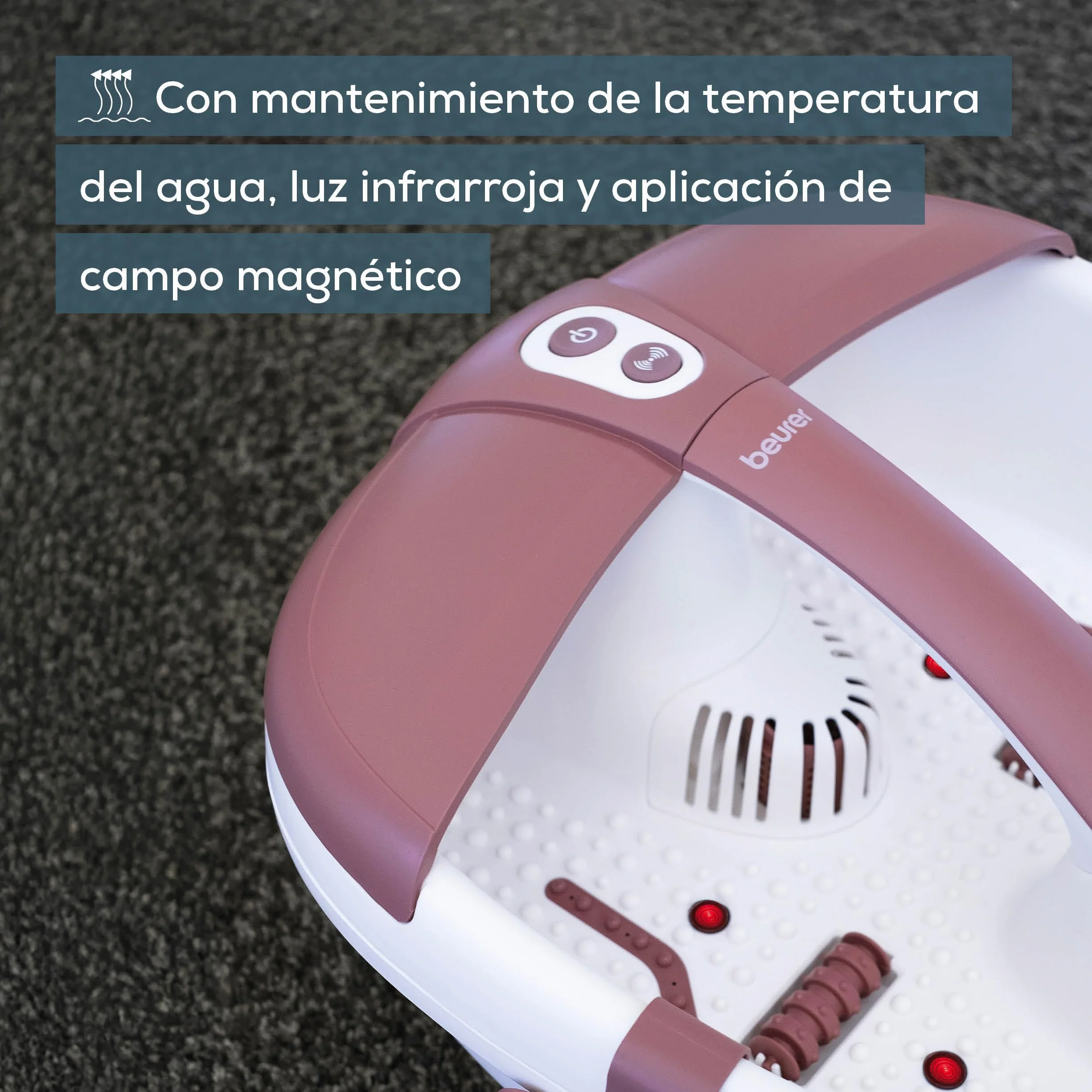 Beurer FB 35 baño de pies con masaje vibratorio y burbujas, 3 accesorios, luz infrarroja, aromaterapia, talla 44