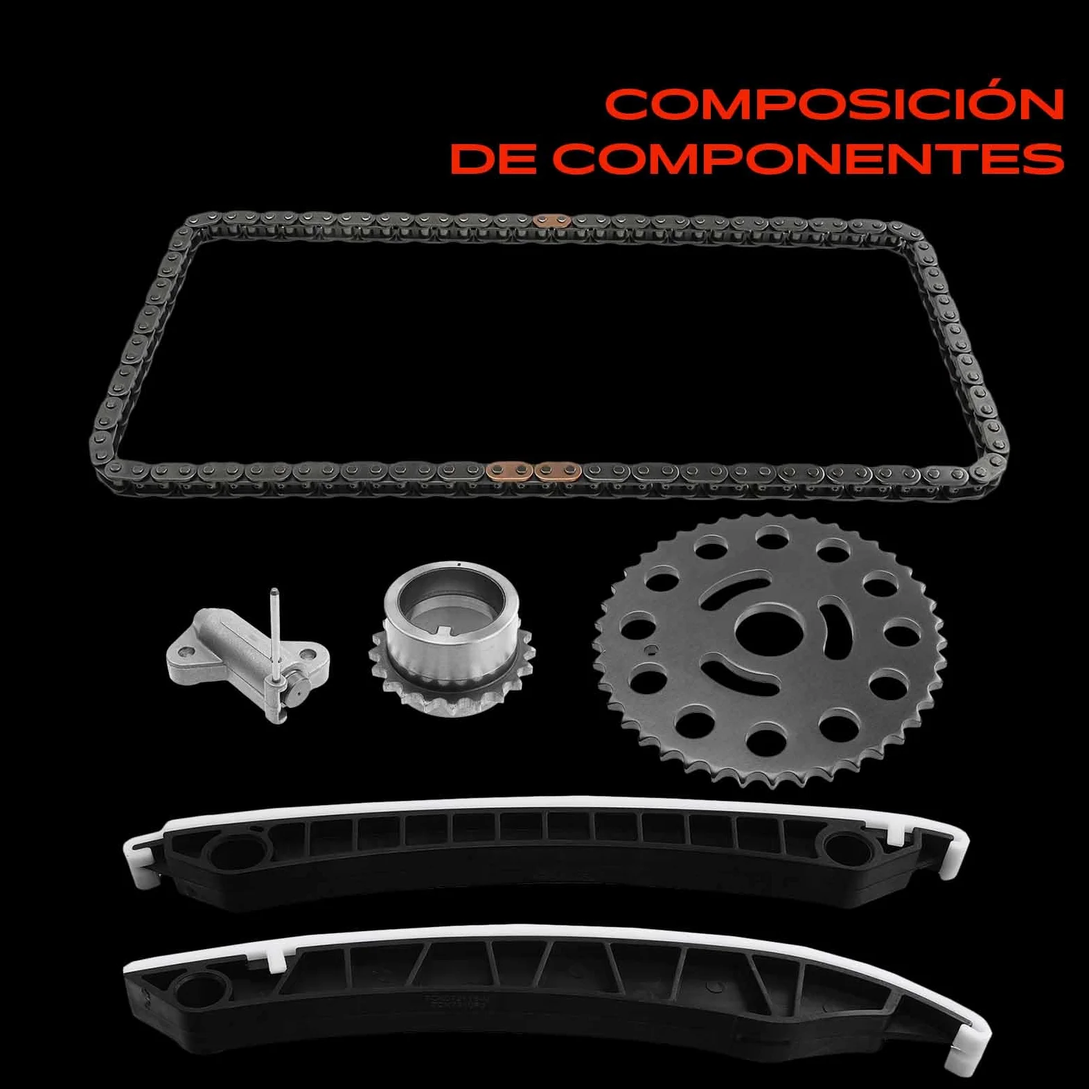 Frankberg Kit de cadena de distribución 6 piezas 8200918797 | Compatible con: Scénic III JZ0/1, Vivaro B Box X82, M.e.g.a.n.e IV Hatchback B9A/M/N, Plataforma/chasis Trafic III EC