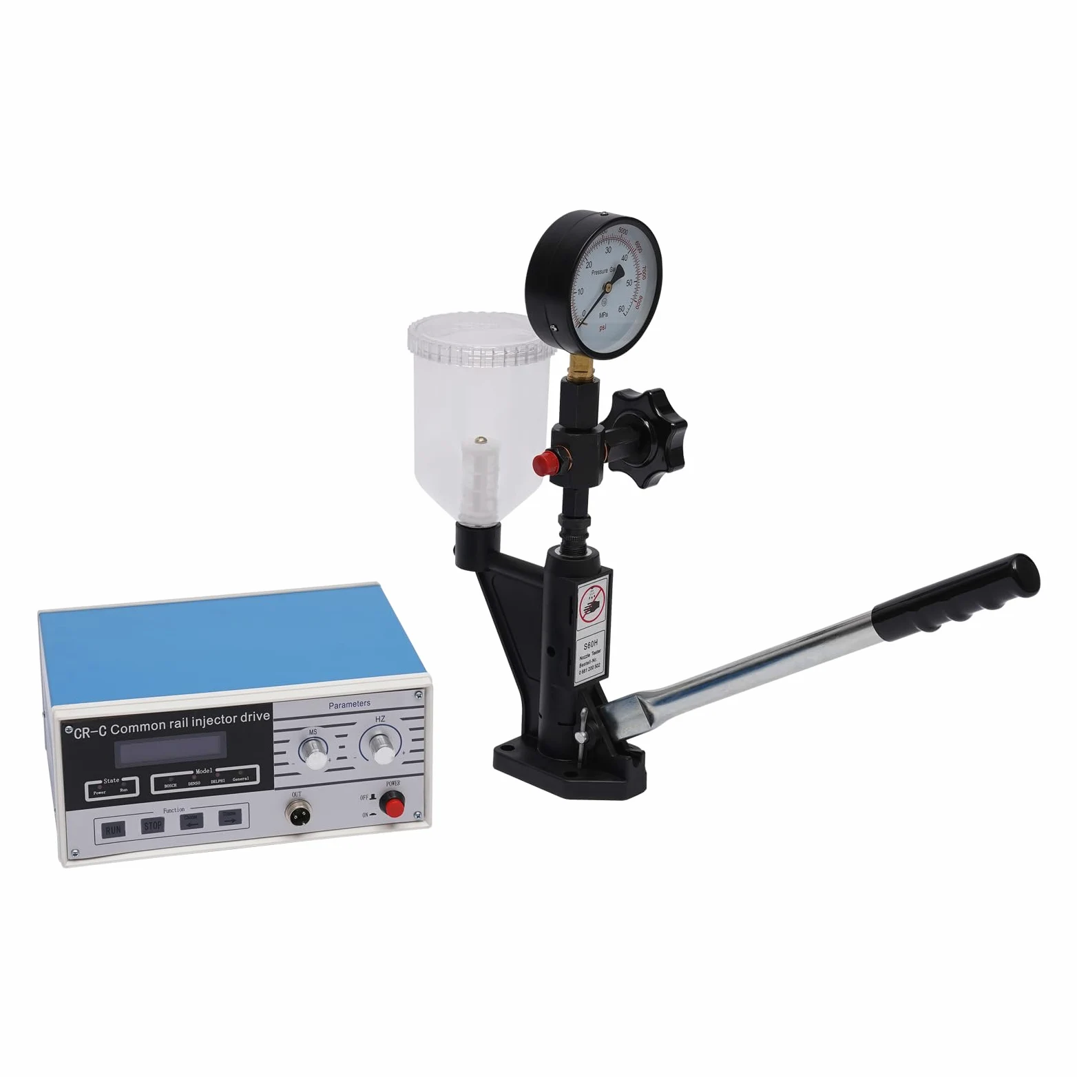 Comprobador de Sensores de Inyectores, Cr-C Multifuncional Common Rail Inyector Equipo de Prueba con Palanca manual, Herramienta de Inyección S60h, Utilizado para coches, tractores y motores diesel