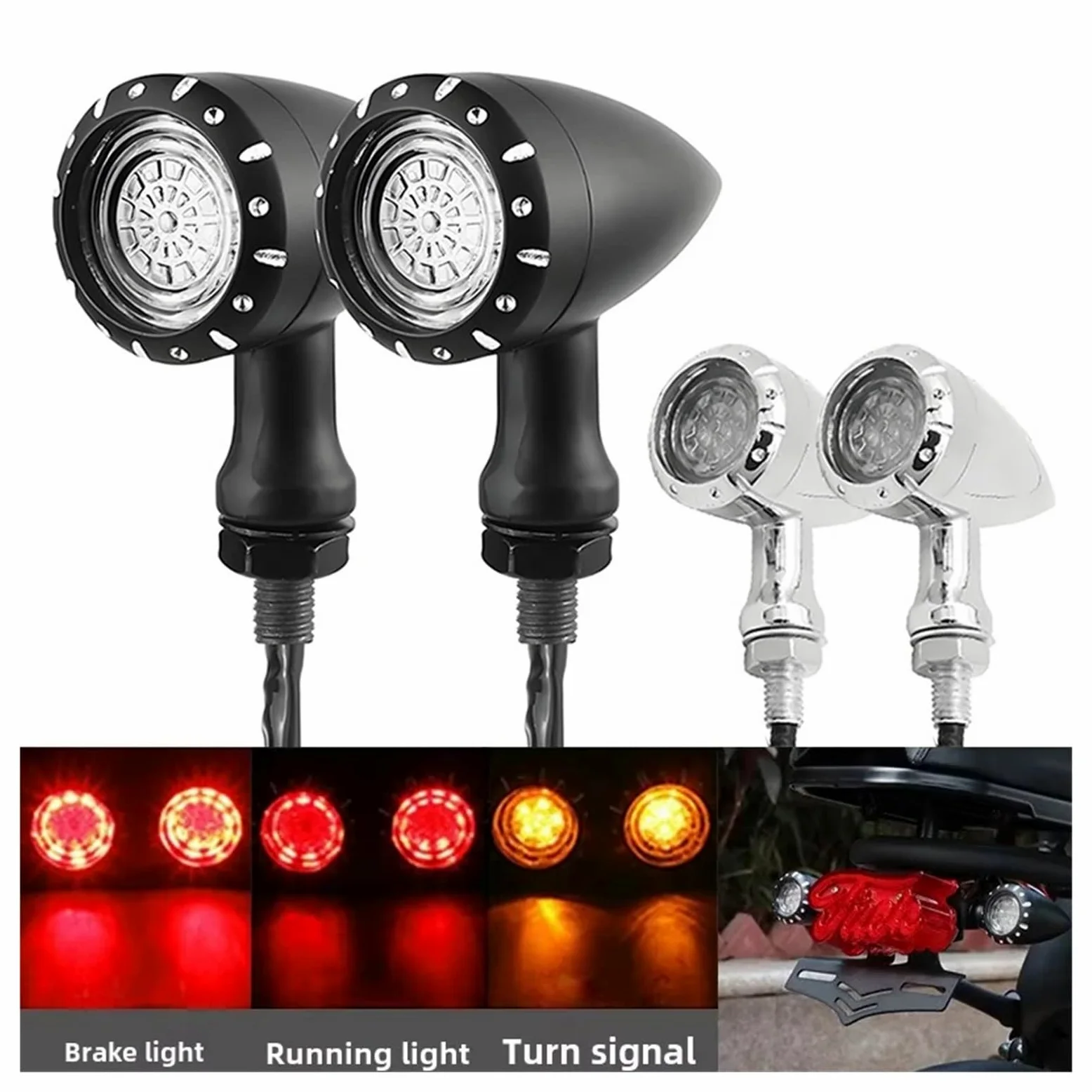 Luces Intermitentes LED Delanteras y traseras universales M10 de 12 V para Motocicleta, compatibles para Hon&da para Har&Ley Lámpara traseras