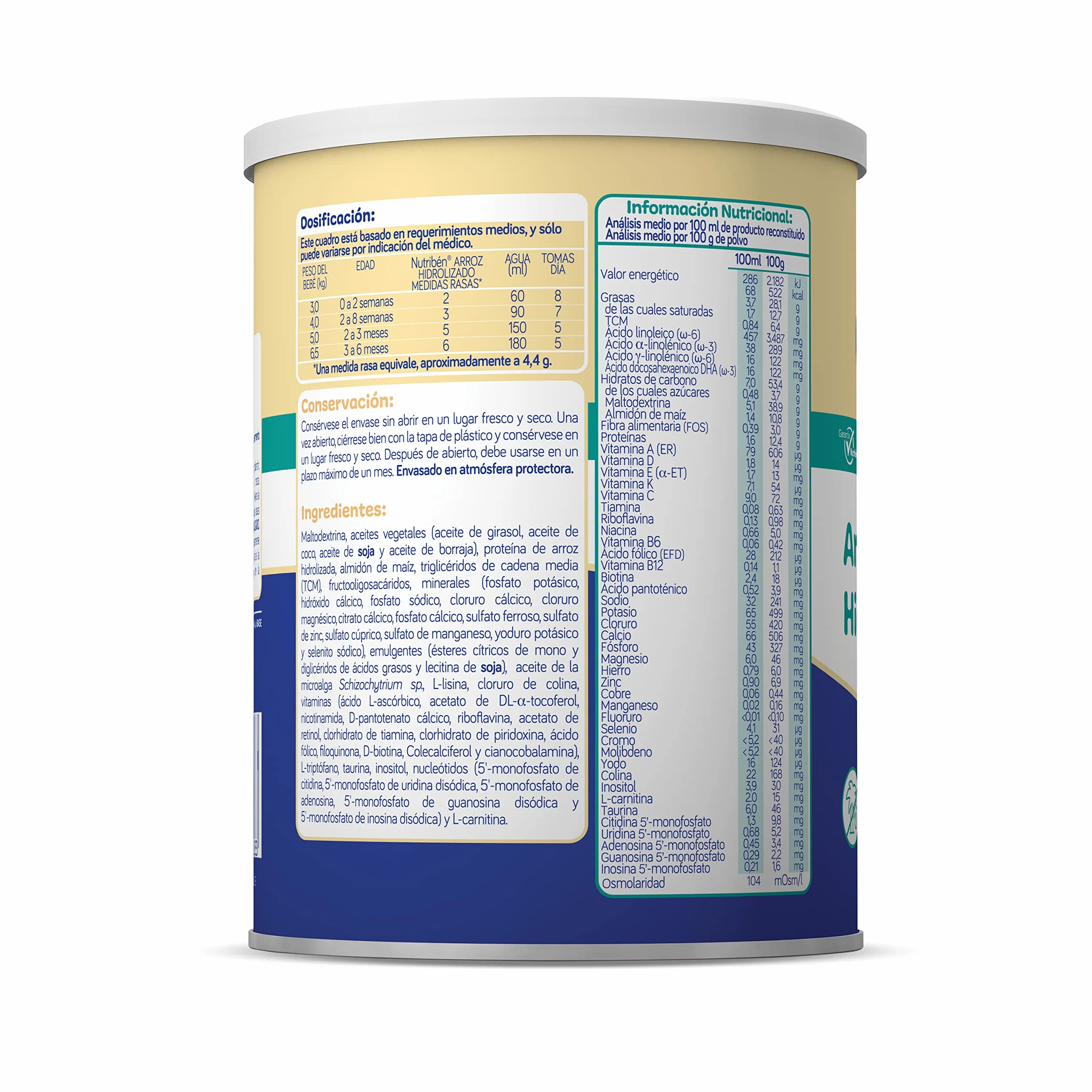 Nutribén Arroz Hidrolizado Leche en polvo bebé 400g Sin aceite de palma