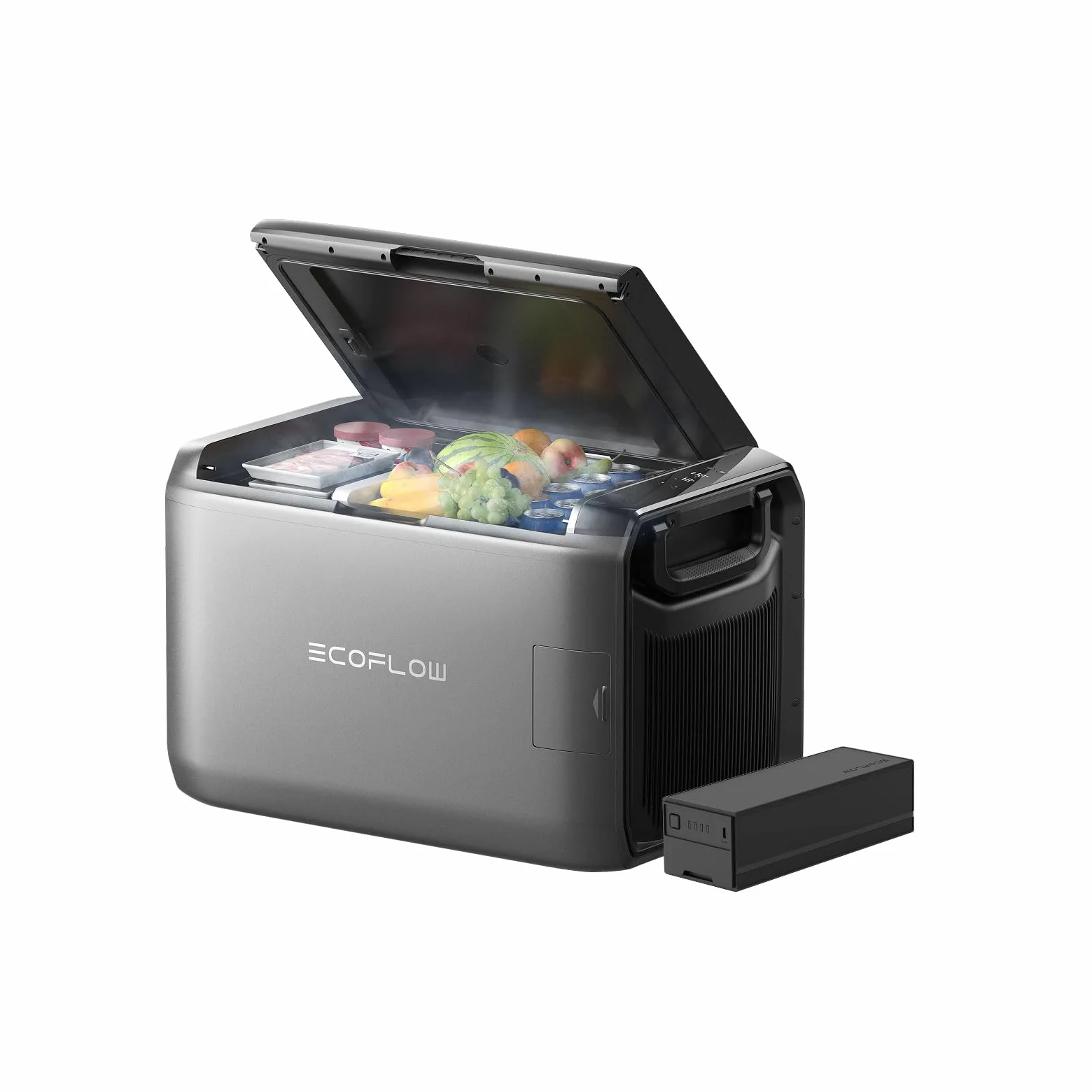 EF ECOFLOW Nevera portátil eléctrica GLACIER Classic 55 L, doble zona con batería 298 Wh, control APP, 39h de enfriamiento sin conexión a la red, carga por CA, solar y vehículo, para camping, viajes