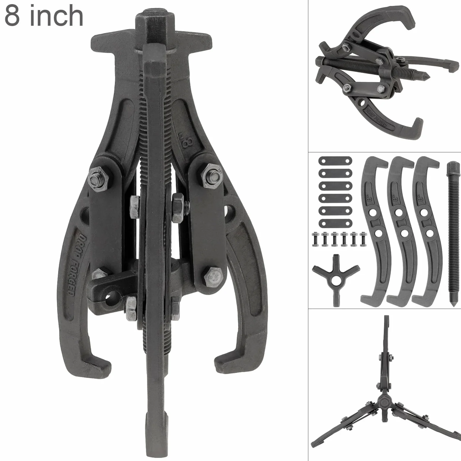 Extractor de Volante Motor Kit de Herramientas Extractor de cojinetes de 8 Pulgadas y 200mm para extracción de Volante de rodamiento de Engranaje de polea con 3 mandíbulas