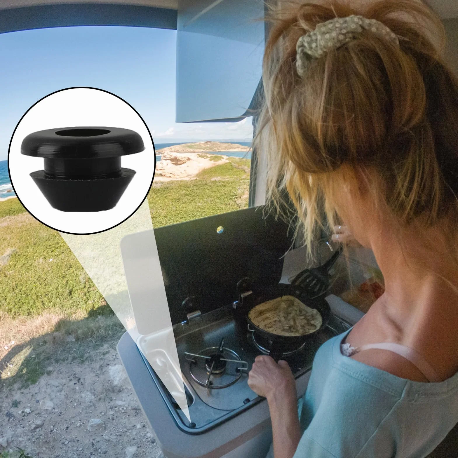 12 Piezas de Conductos de Goma, Gomas de Soporte para Hornillos Pies de Goma Pasacables de Goma de Protección para Hornillos de Autocaravanas Compatibles con Barras de 5 mm de Dometic Thetford