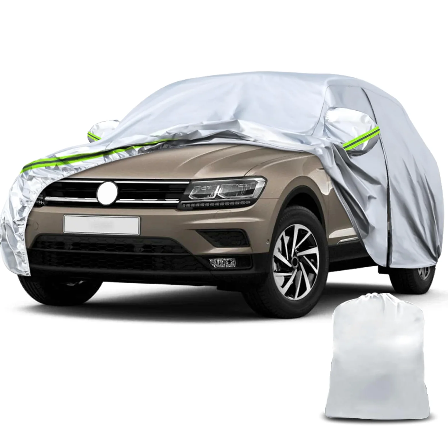 Funda de Coche Reemplazo para VW Touran 2003-2024, Impermeable Plata Cubierta de Garaje Completa con Puerta con Cremallera para Nieve, Lluvia y Protección contra Todo Tipo de Clima
