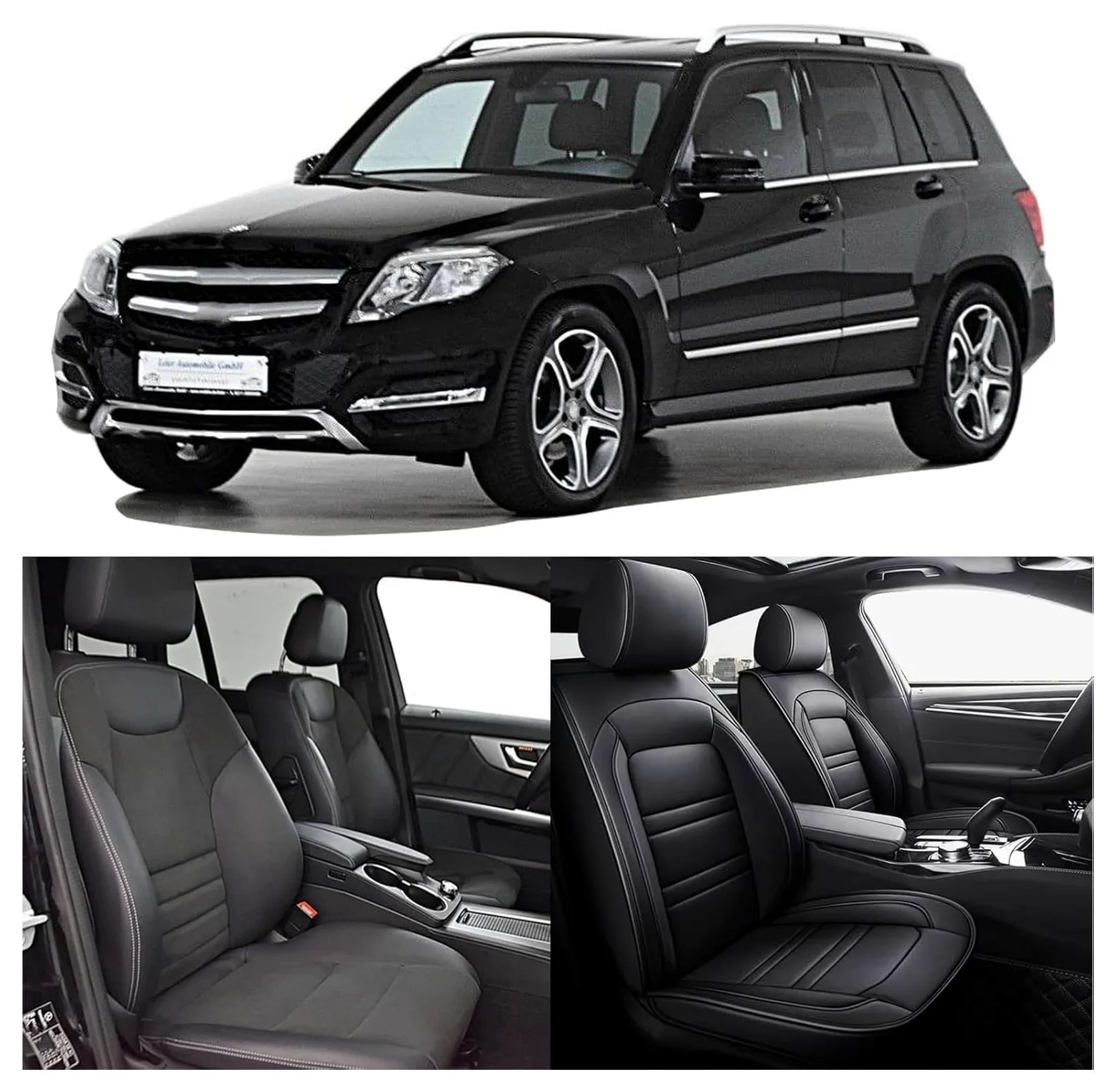 Fundas Asientos Coche, para Peugeot Rifter 2018 2019-2023 2024 2025, Fundas Asientos Coche Universales, Juegos de Cubreasientos Cuero Impermeables Coche Fundas Asientos Interior Accesorios(E(Black Cur