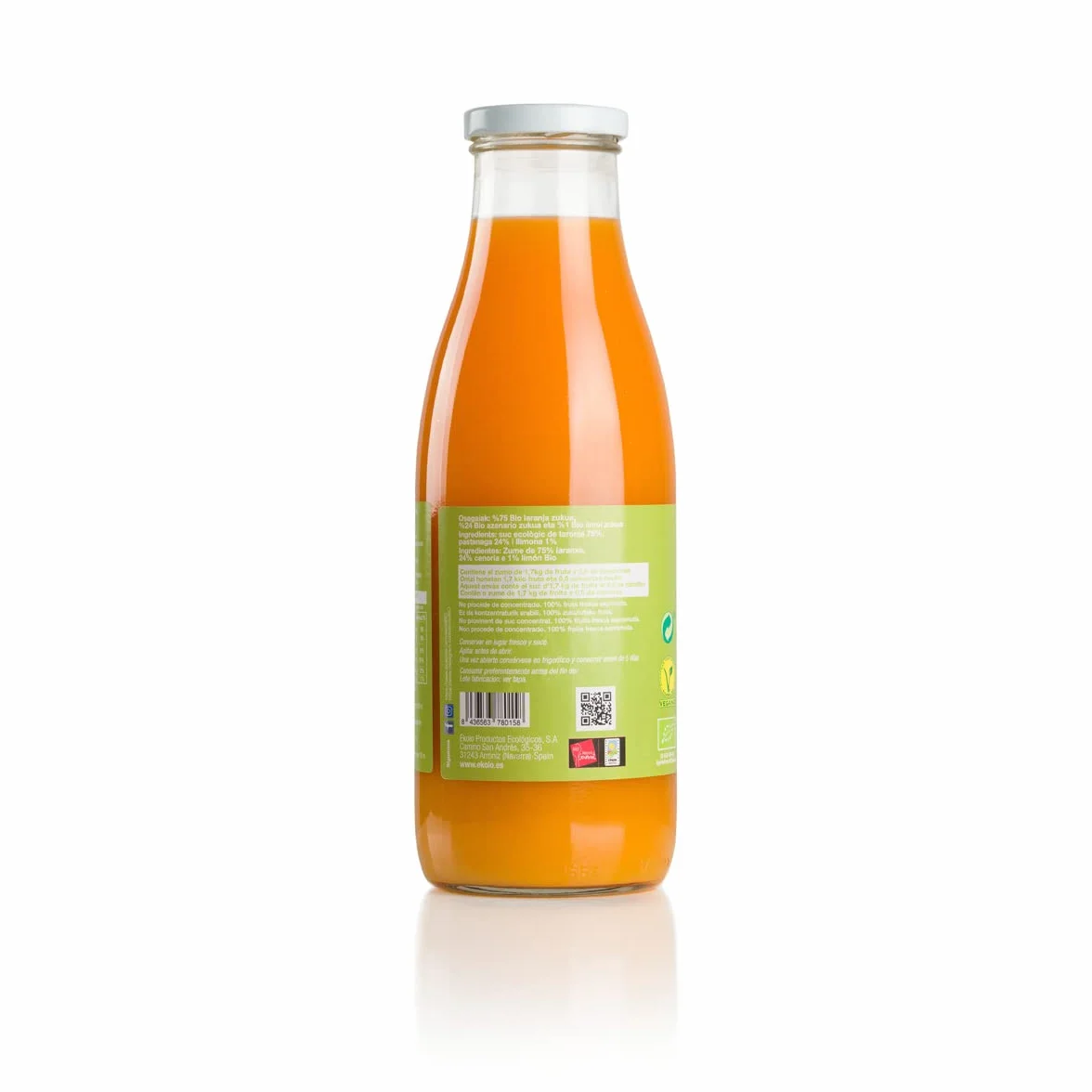 Ekolo Zumo de Naranja, Zanahoria y Limón Ecológico 100% Exprimido 6 x 750 ml
