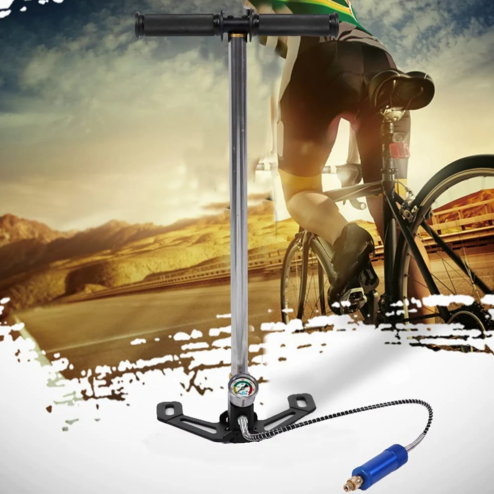 Bomba de Alta Presión 30mpa/40mpa Inflador Manual de Neumáticos con Separador de Agua y Aceite para Automóviles, Motocicletas, Neumáticos de Goma para Botes Acero Inoxidable, Plegable, Diseño