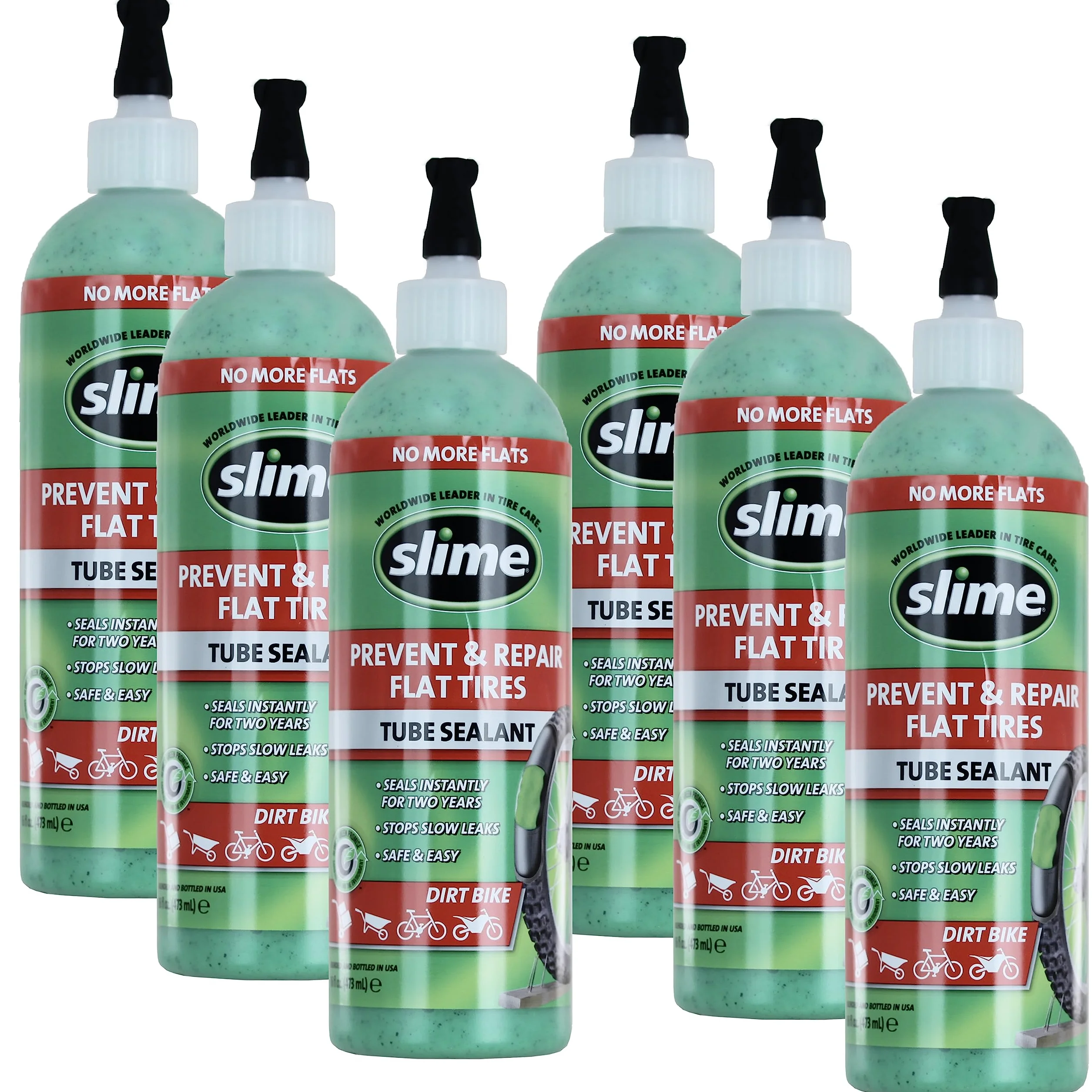Slime Sellador de reparación de pinchazos para tubos de motocross 10004, previene y repara, adecuado para todas las motocicletas de cross con tubos, no tóxico, ecológico, botella de 16 onzas