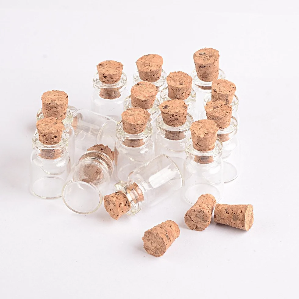 Mini Botellas de Vidrio 0.5ml con Corchos, Frascos para Bodas Artesanía Joyería
