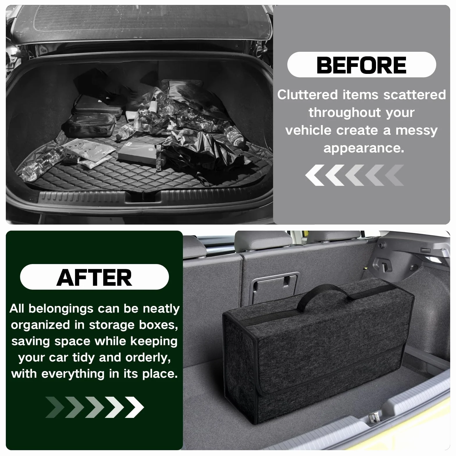 Organizador de Maletero de Coche,Bolsa Maletero Coche de Fieltro,Caja y Bolsa de Almacenamiento para Vehículos, Organizador para Herramientas y Limpieza (1PC)